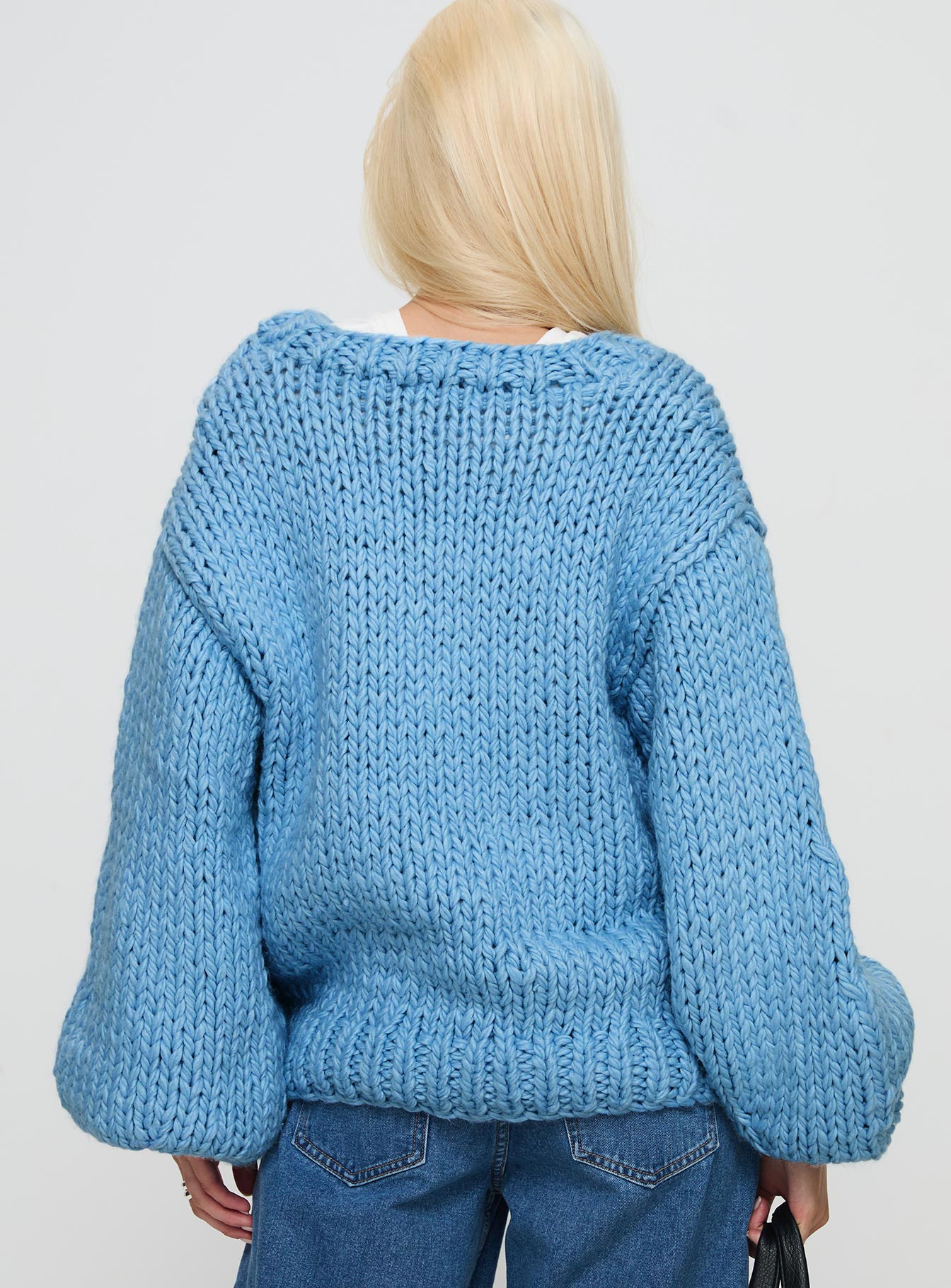 Arrowtown Hand Knit Sweater Blue Cheap Affordable