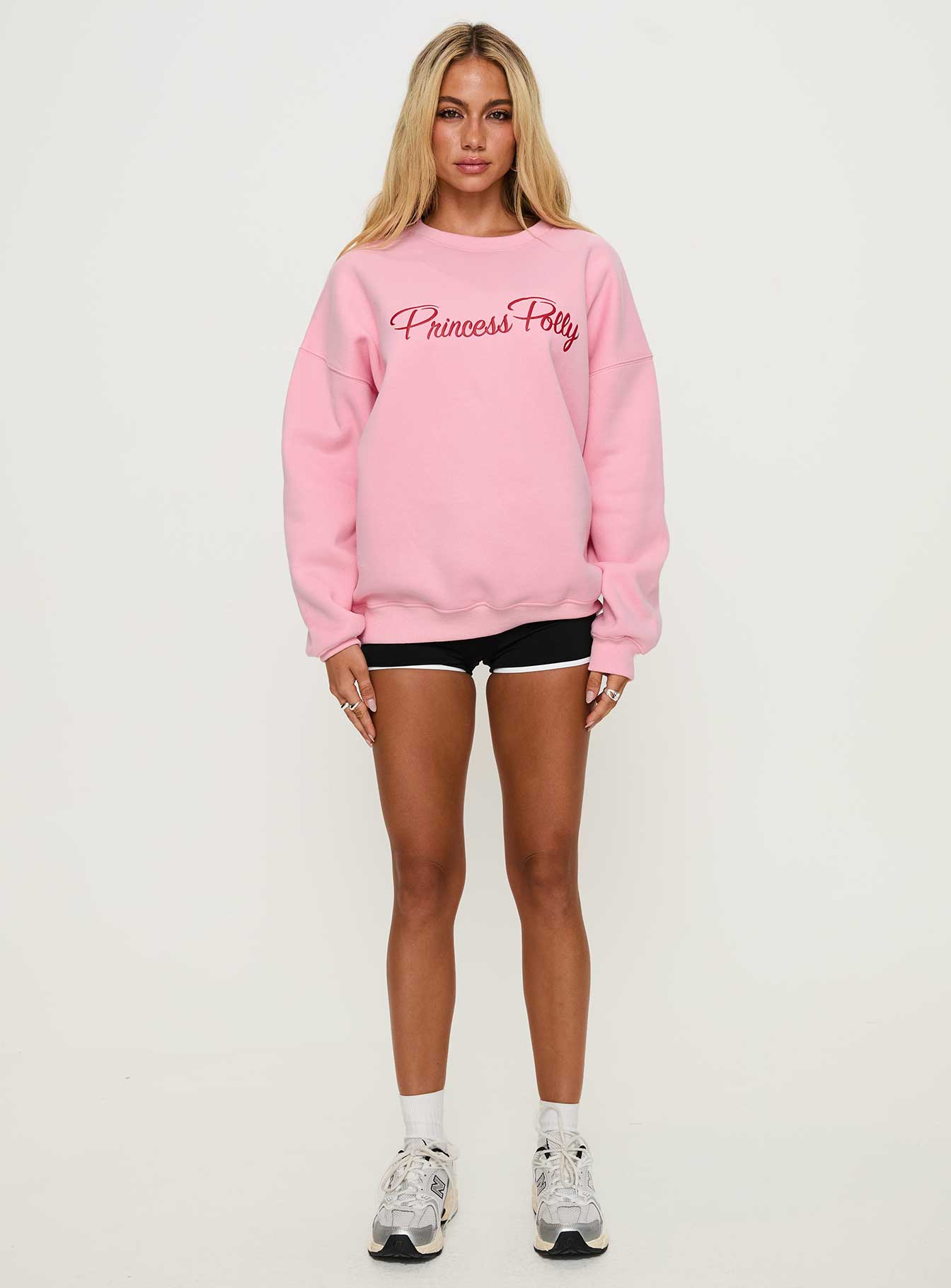 Princess Polly Classic Crew Neck Sweatshirt Bubble Text Pink In China Online