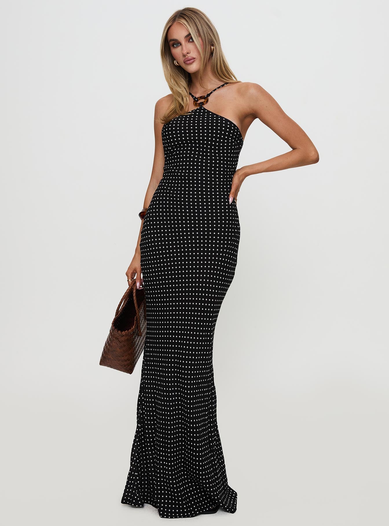 Evyn Halter Maxi Dress Polka Dot Latest Collections Online