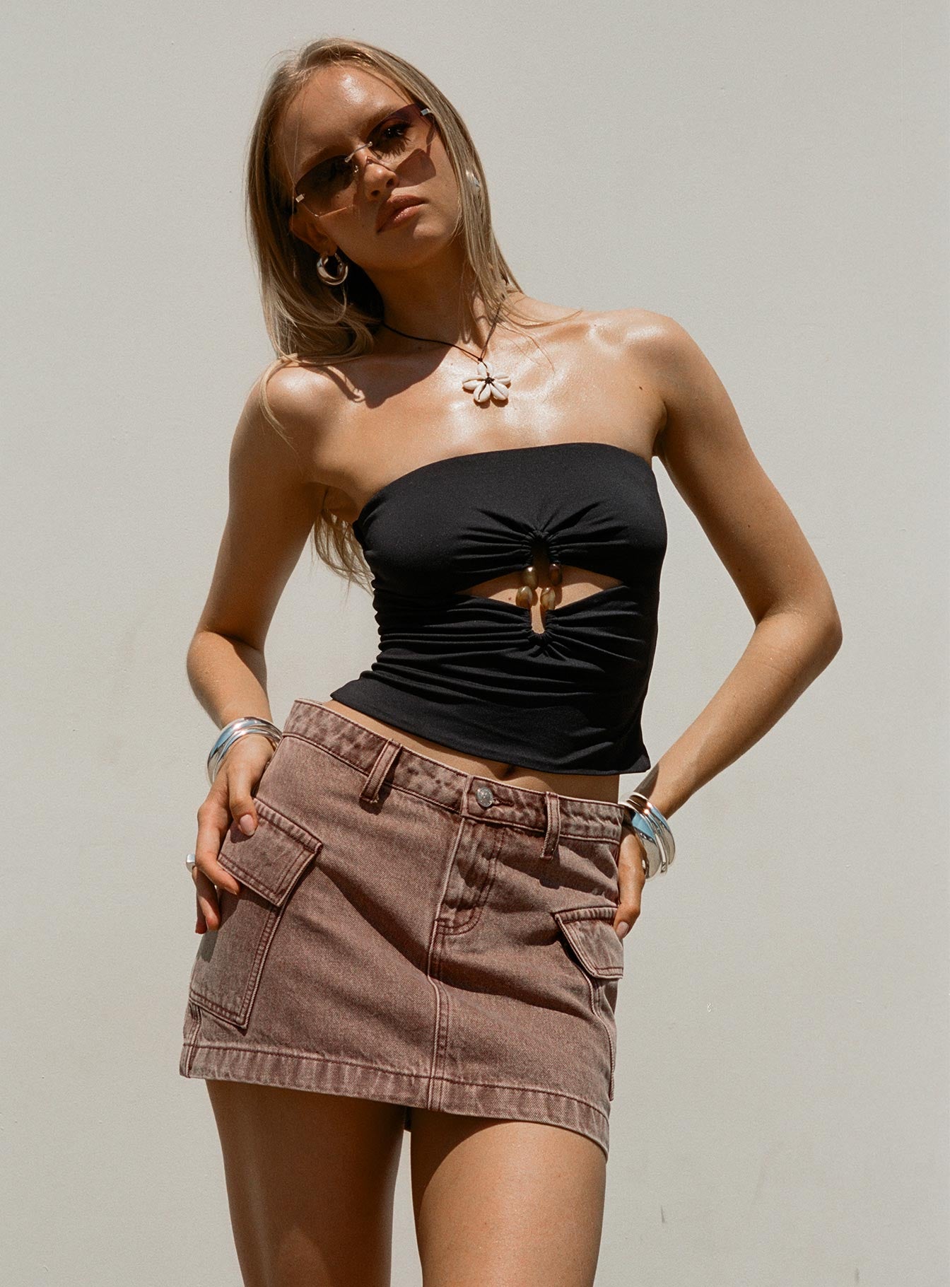Turlock Cut Out Strapless Top Black Cheap Pice For Sale