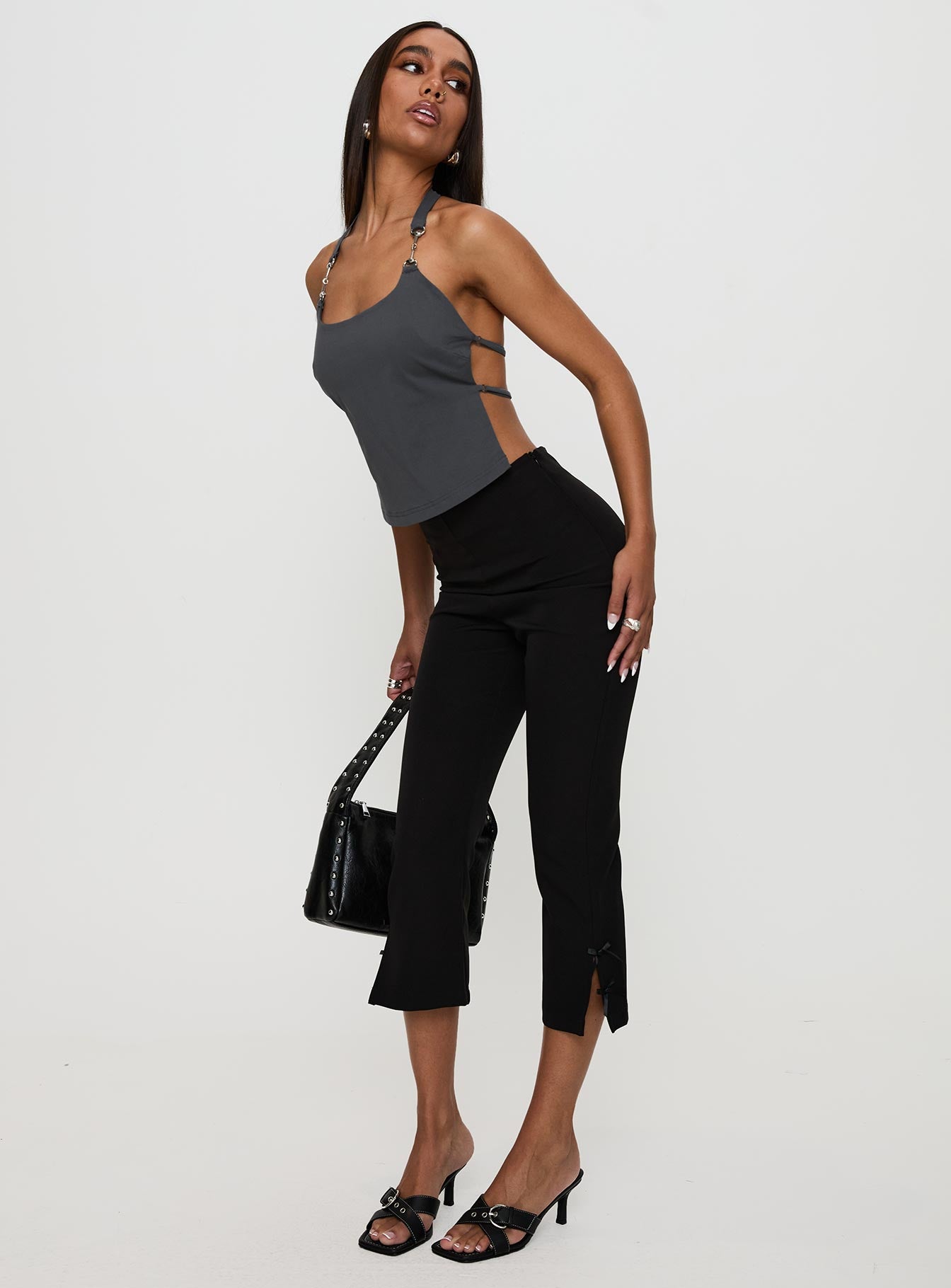 Eyes On You Backless Top Slate Free Shipping 2025