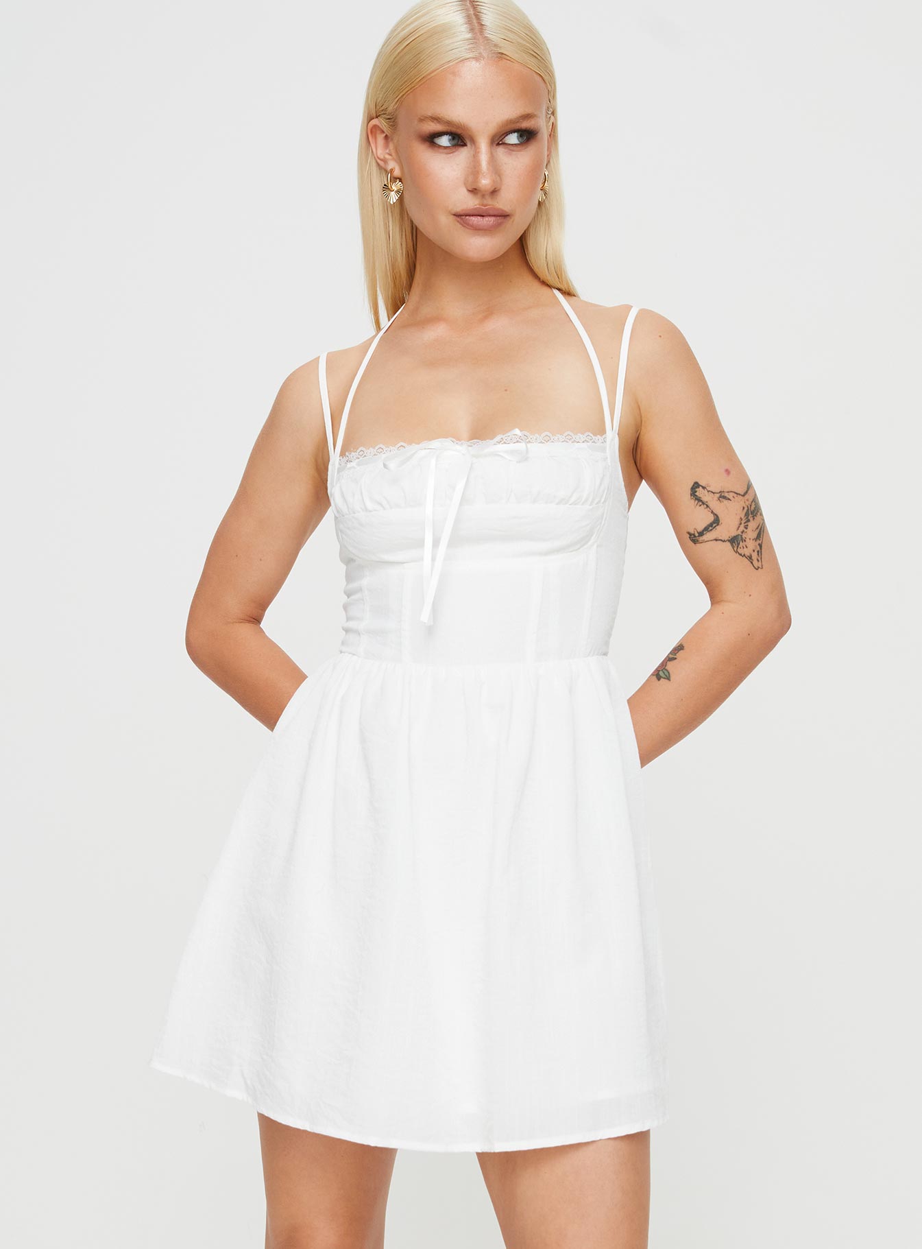 Trynia Mini Dress White Buy Cheap With Credit Card