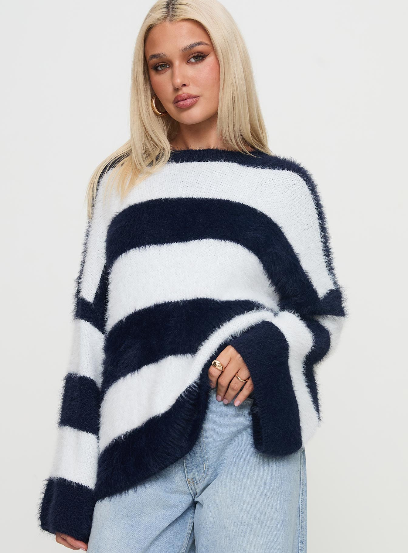 Nerina Knit Sweater Blue / White Stripe Sale Footlocker