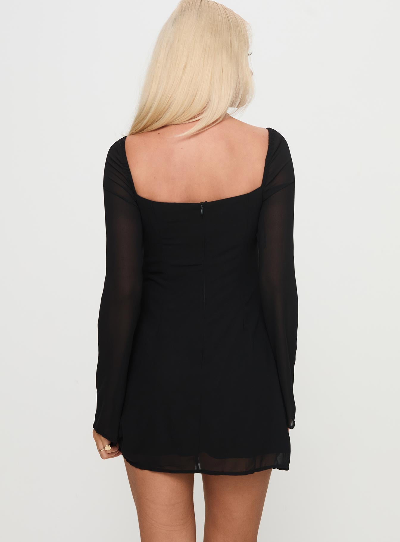 Monologue Long Sleeve Mini Dress Black Free Shipping Deals