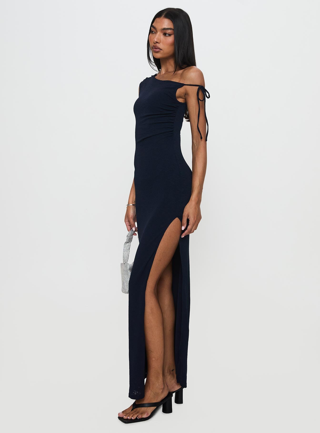 Paislee Asymmetrical Maxi Dress Navy Discount 2025