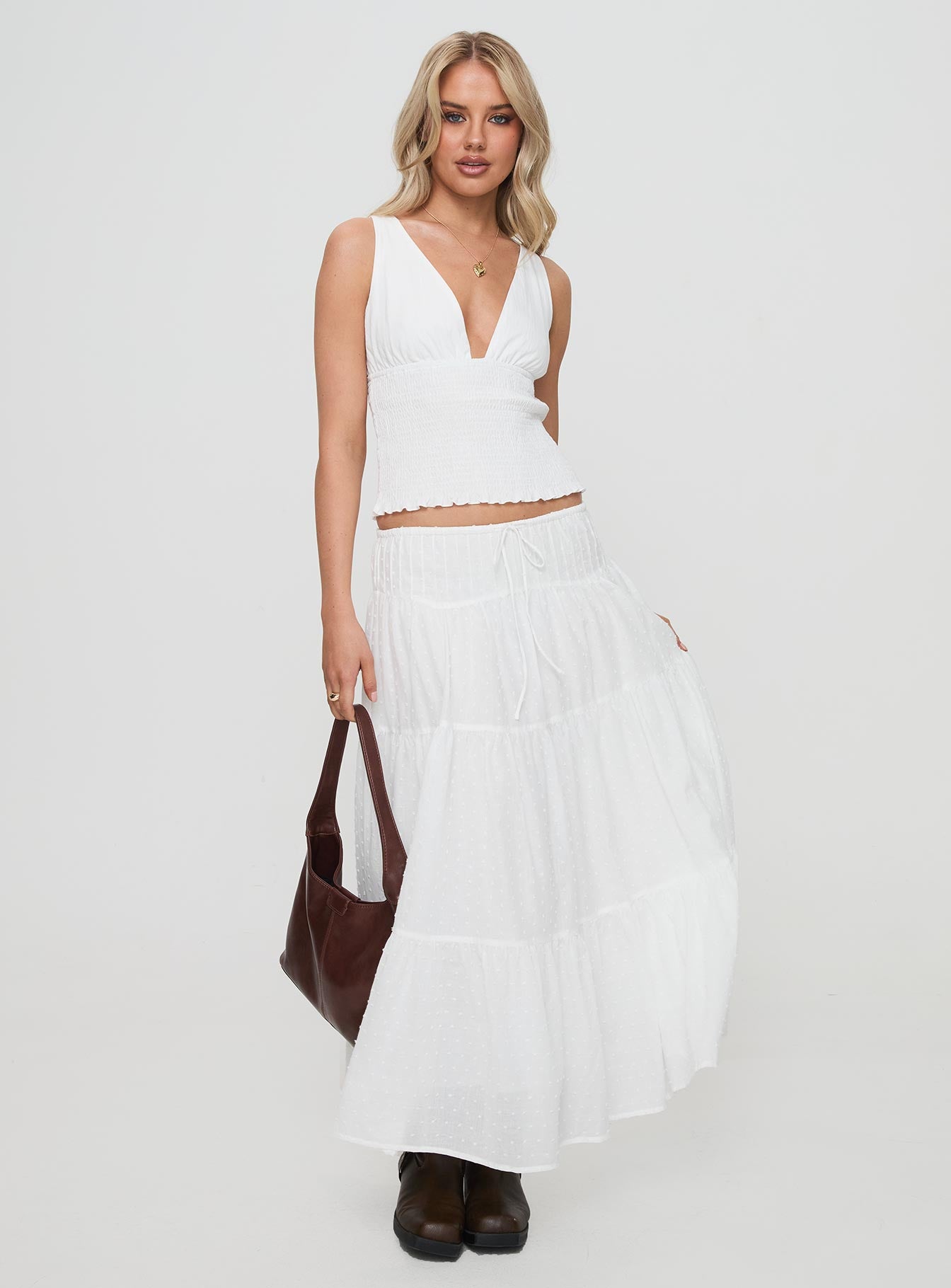 Cherry On Top Maxi Skirt White Limited Edition Sale Online