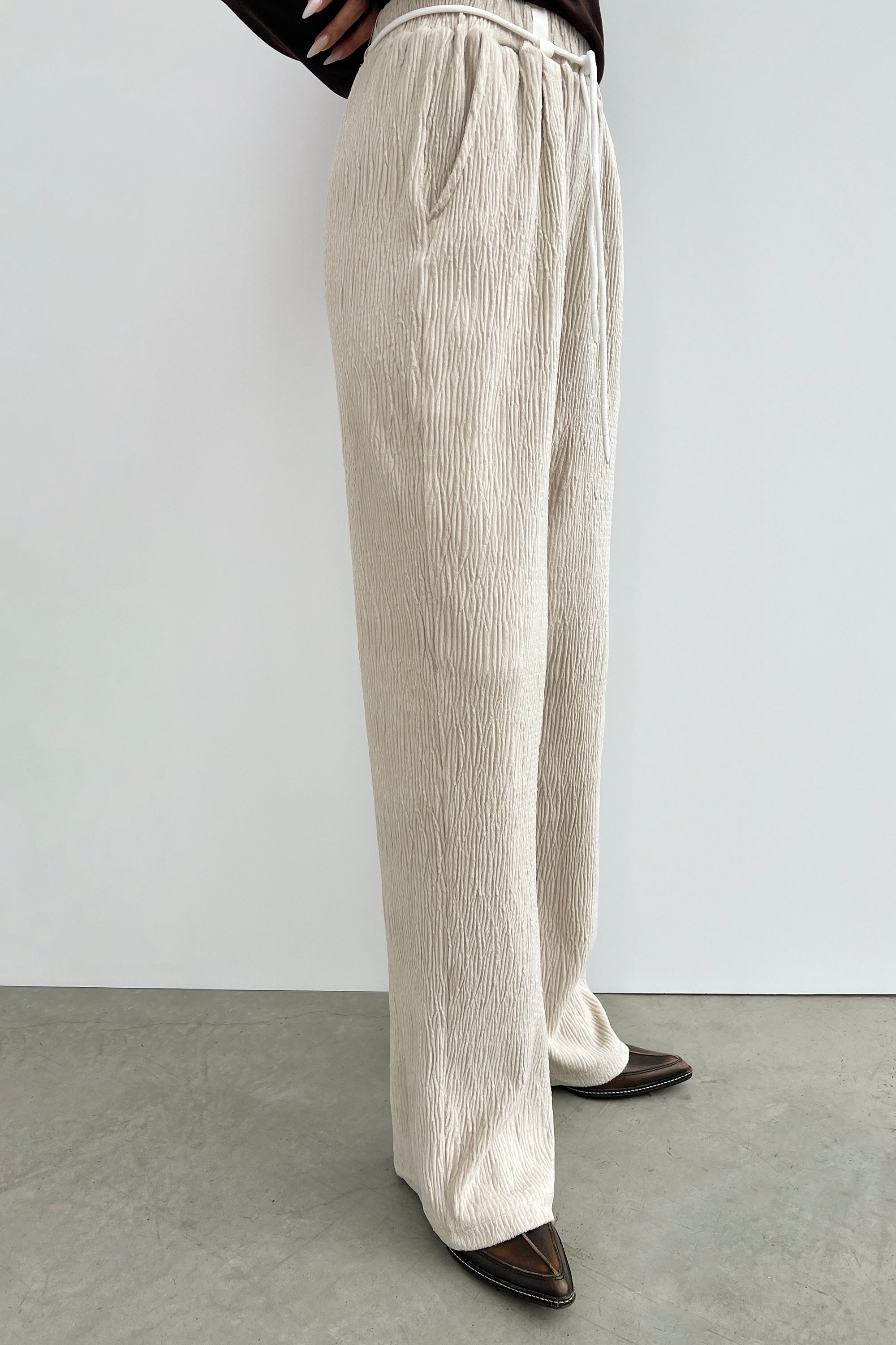 RIBBED STRAIGHT LEG PANTS Buy Cheap Affordable