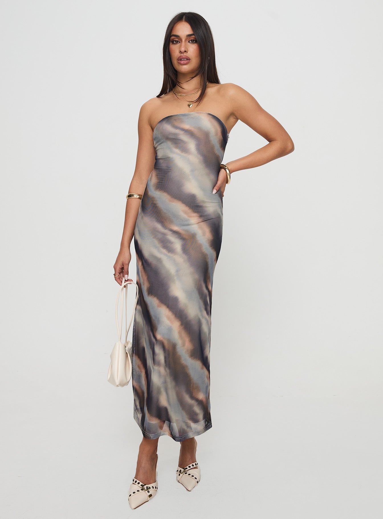 Pinacle Strapless Maxi Dress Brown Cheap Newest