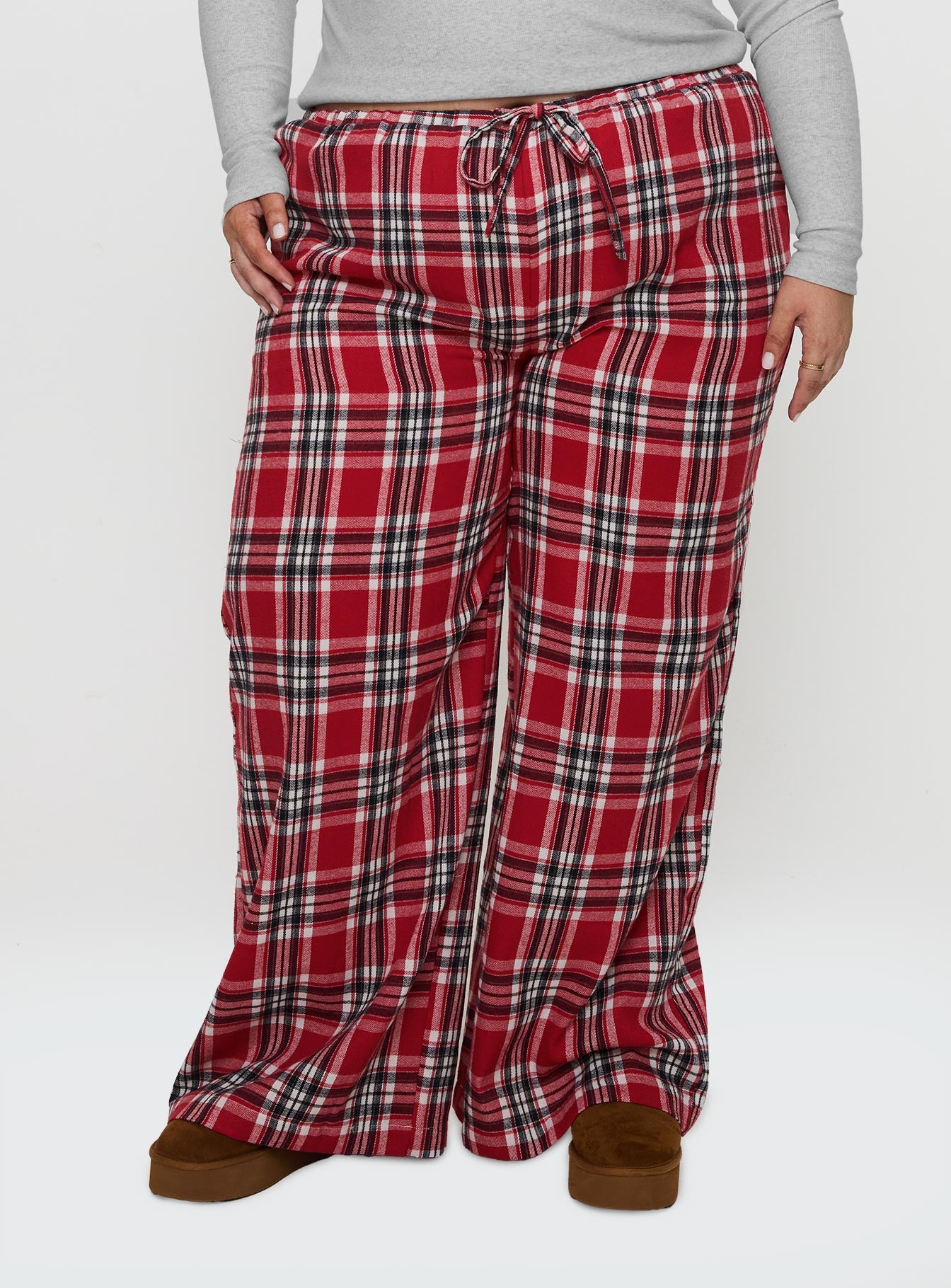 In The Morning Sleep Pant Red Check Curve Outlet 2025 Unisex