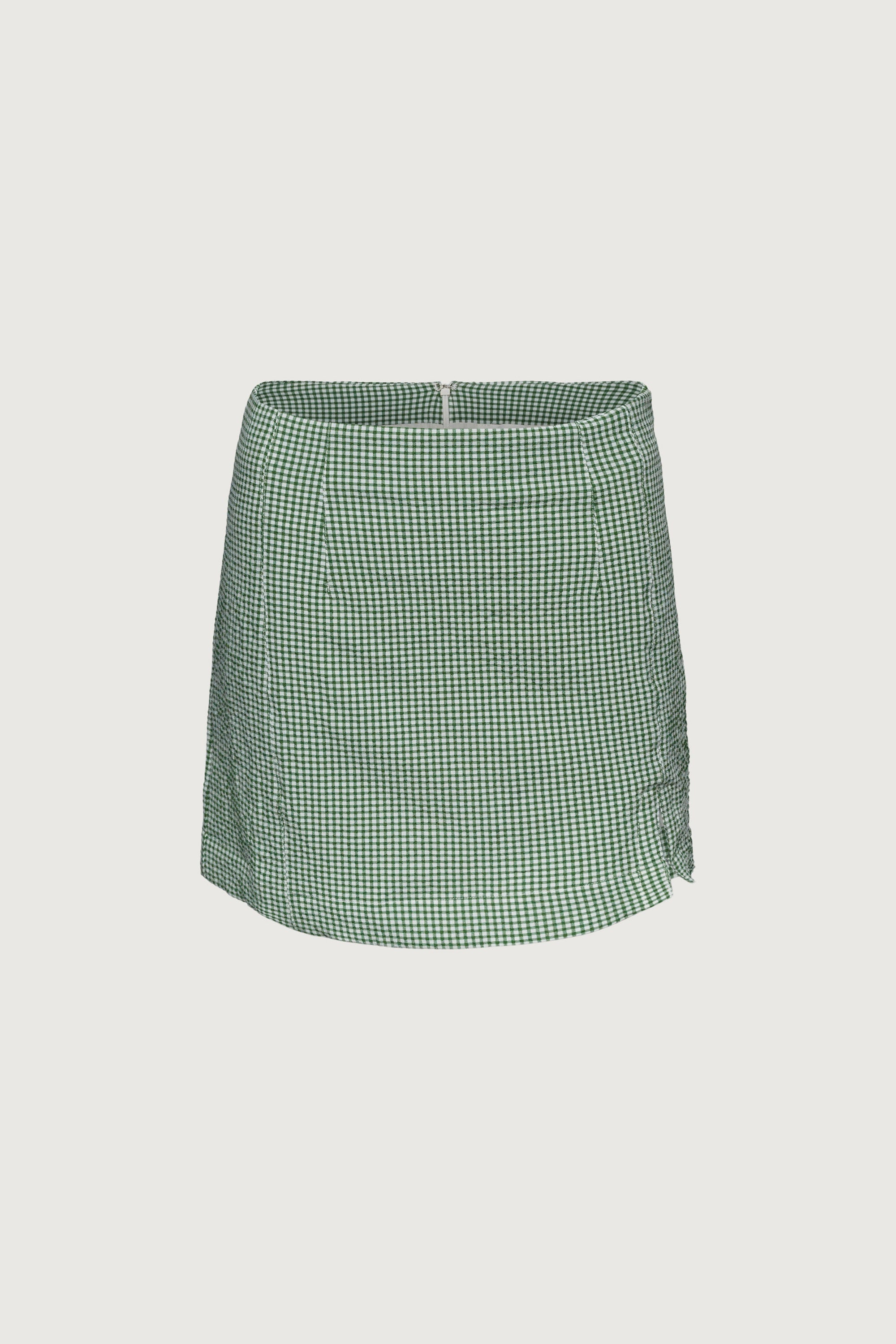 GINGHAM MINI SKIRT WITH FRONT SLIT Visa Payment For Sale