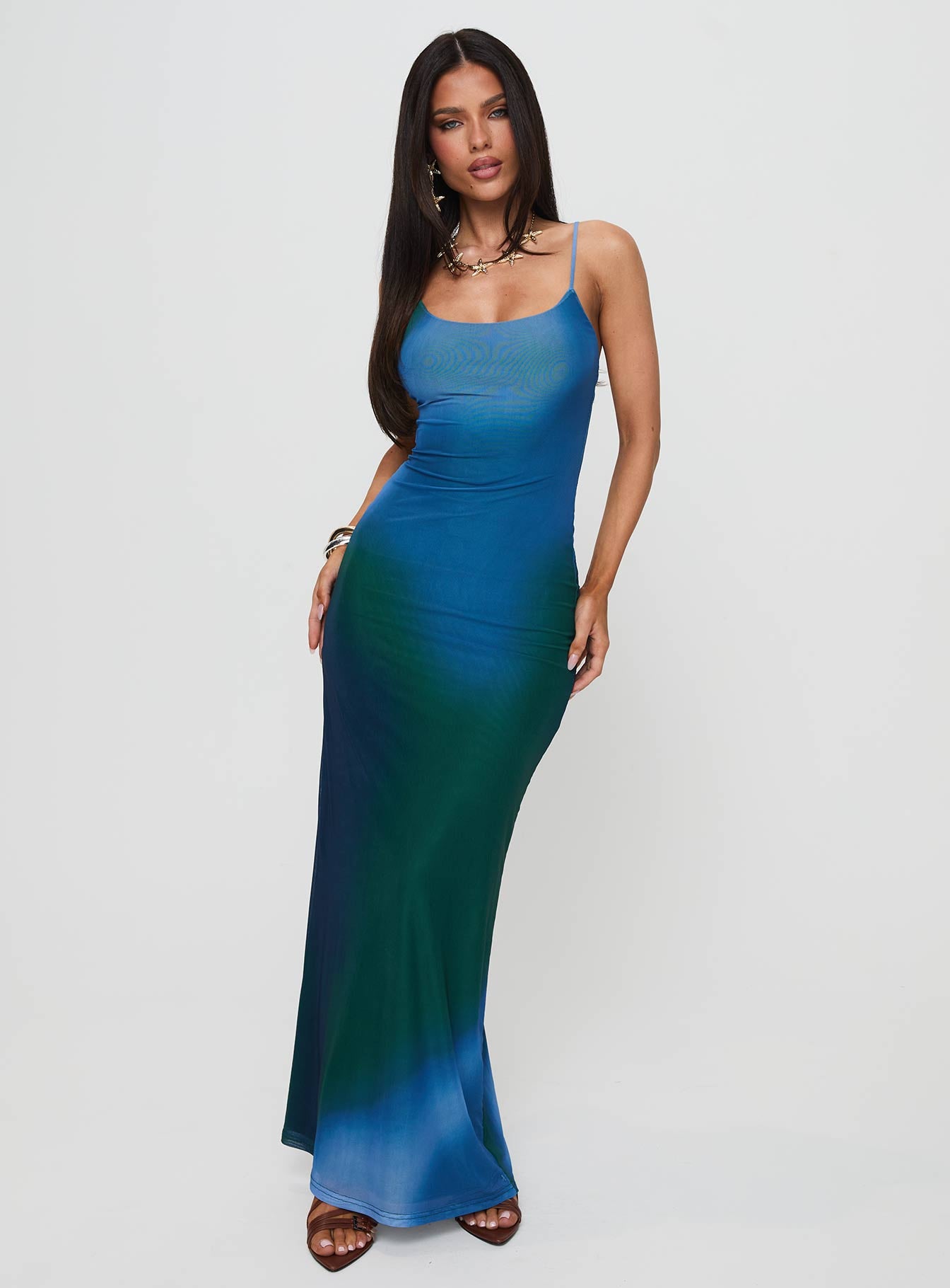 Amoret Maxi Dress Blue / Green Free Shipping Outlet Store