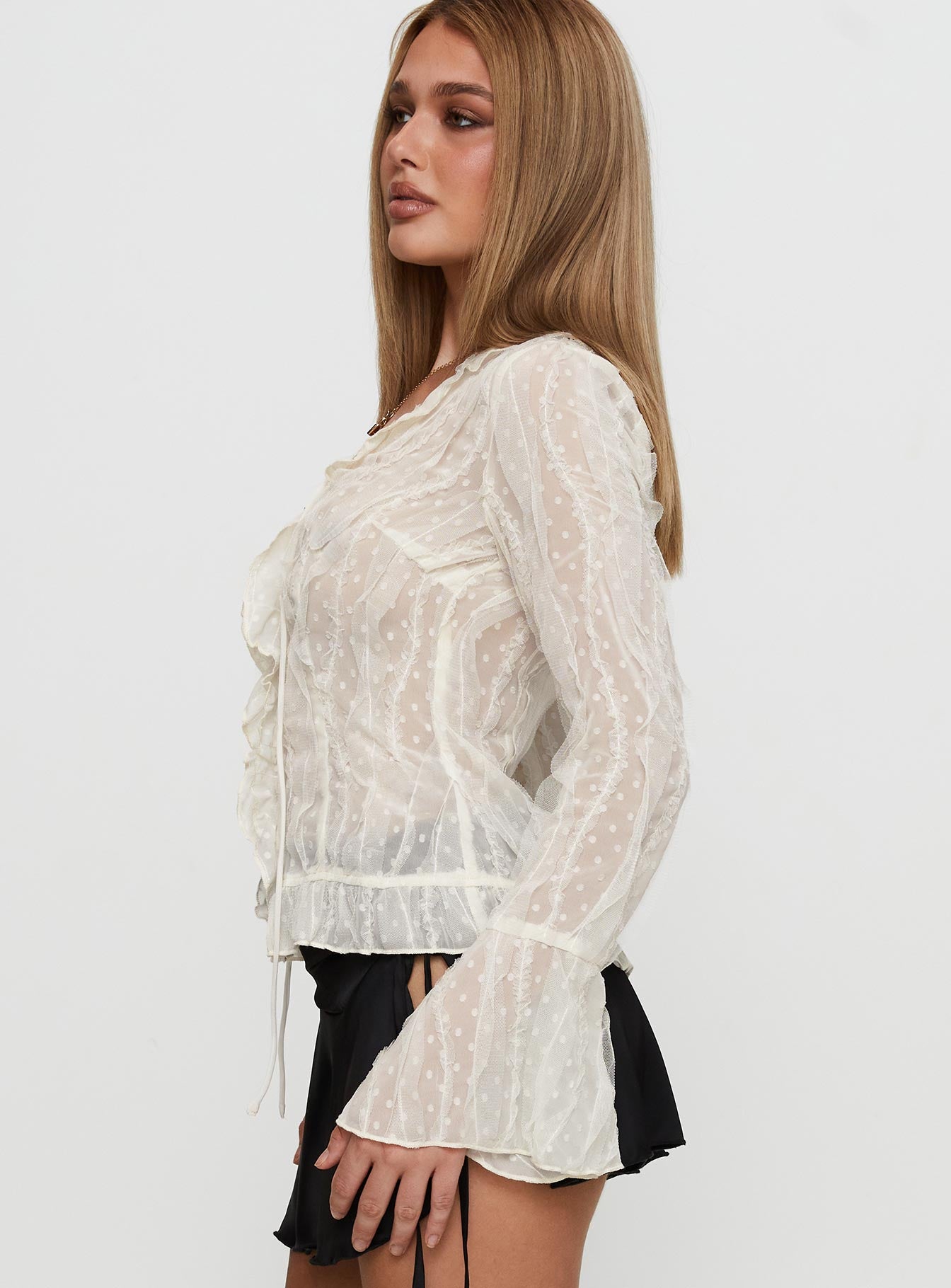 Sainz Frill Long Sleeve Top Cream Free Shipping Manchester