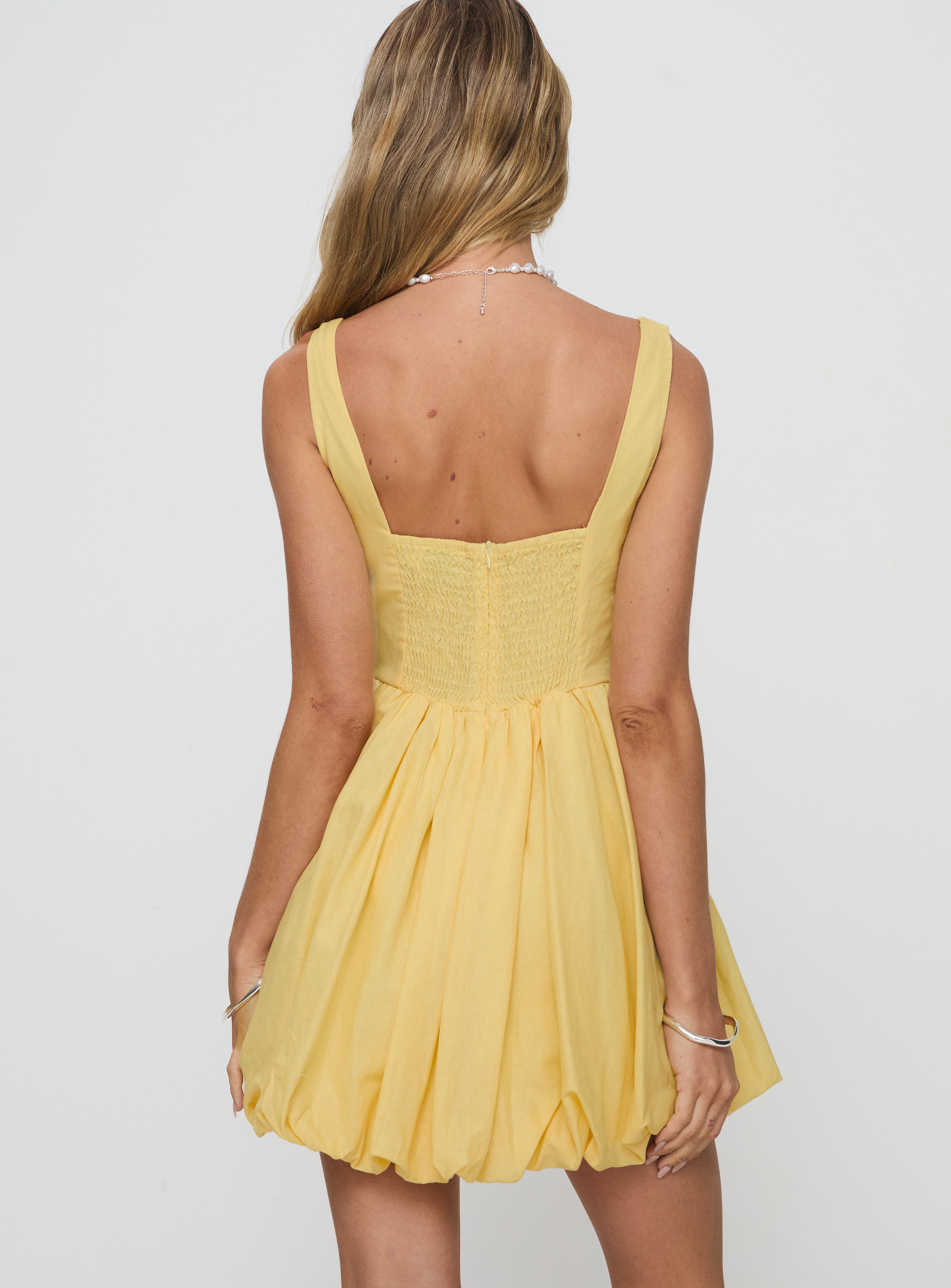 Alcott Bubble Hem Mini Dress Lemon Sale Wiki