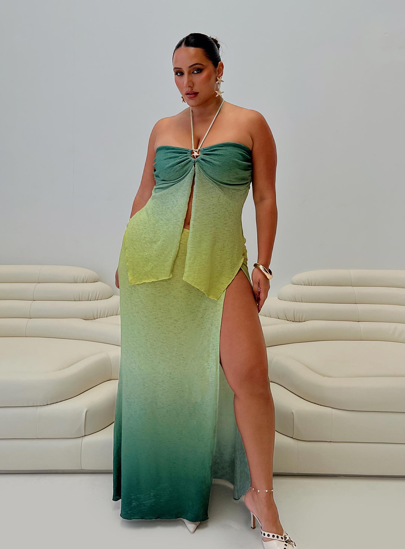 Star Girl Maxi Skirt Green Ombre Curve Discount Wide Range Of