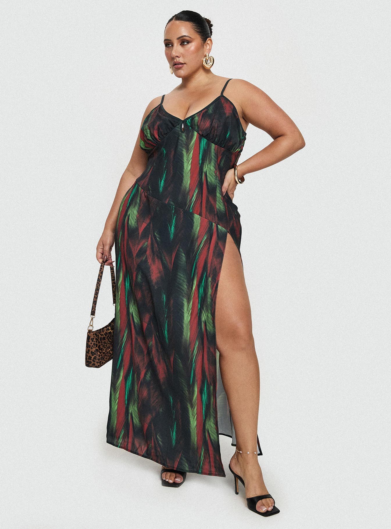 Feather Maxi Dress Multi Curve Free Shipping Reliable