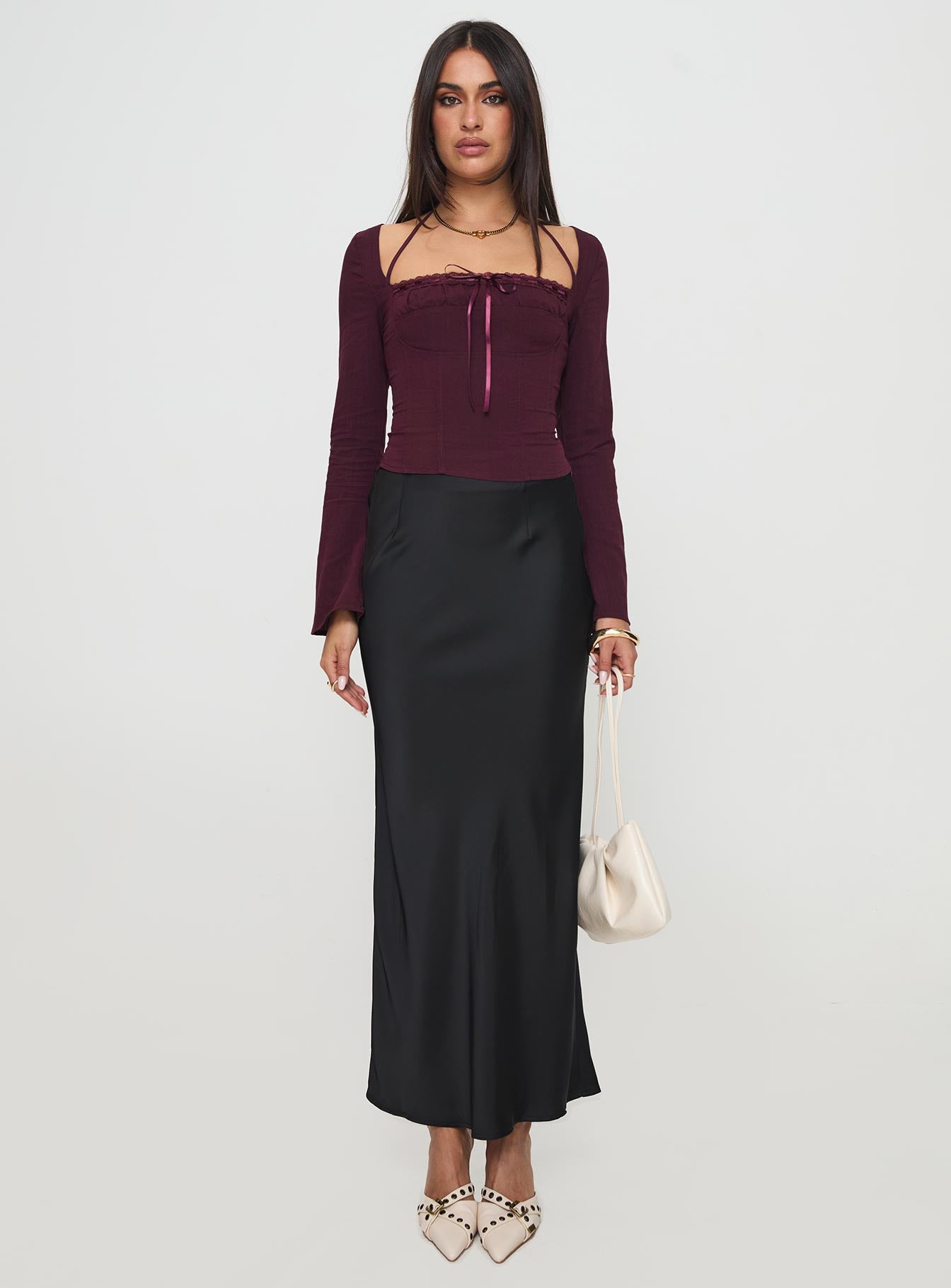 Trynia Long Sleeve Top Burgundy Sale Footlocker