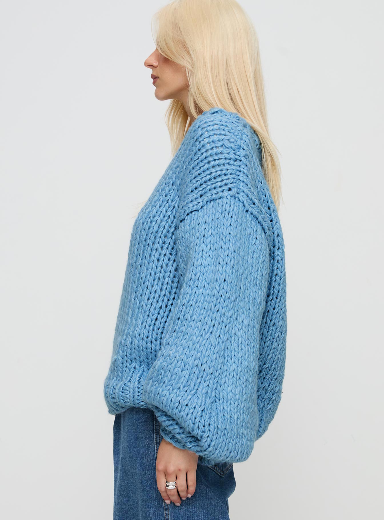 Arrowtown Hand Knit Sweater Blue Cheap Affordable