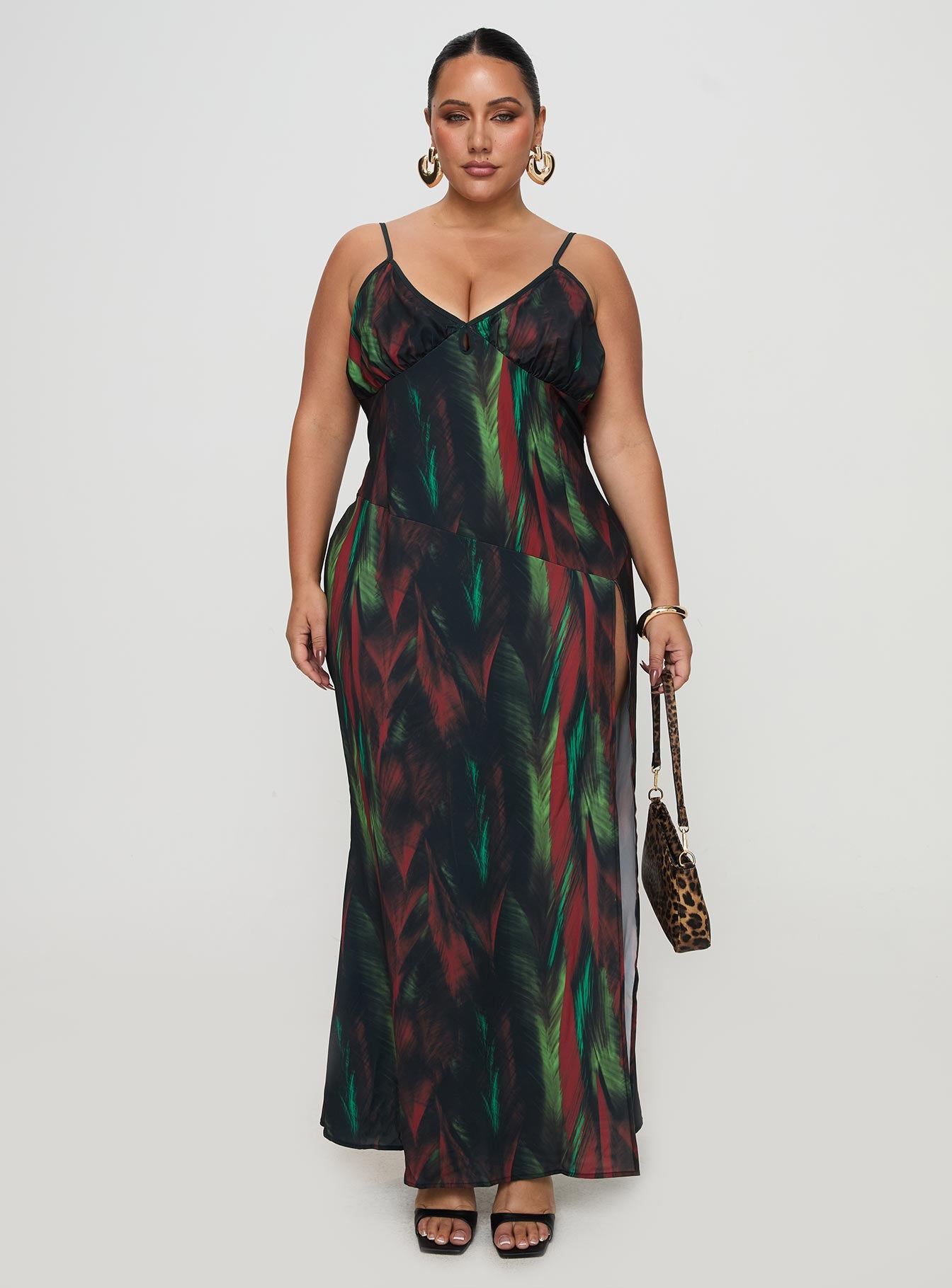 Feather Maxi Dress Multi Curve Free Shipping Reliable