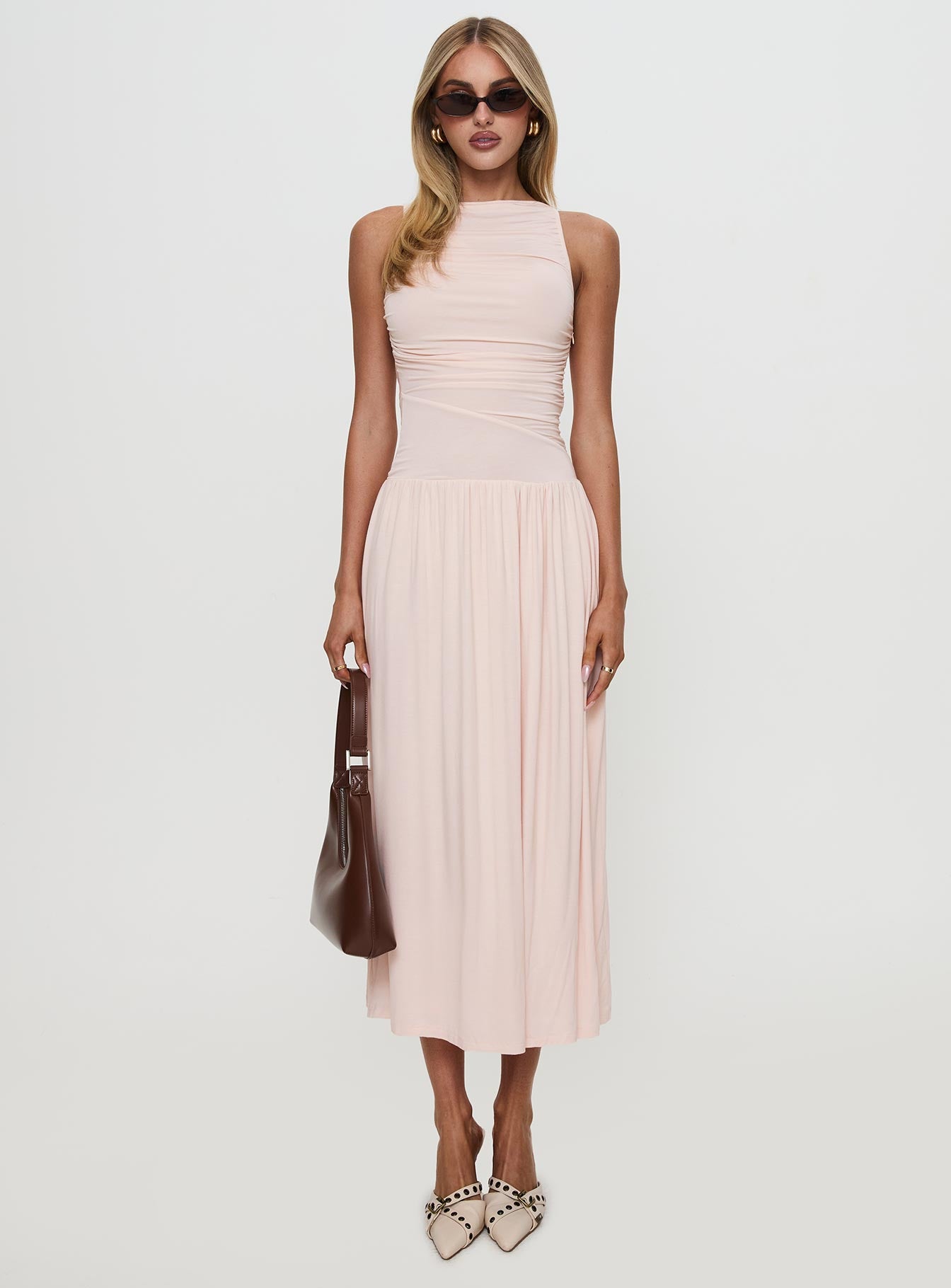 Reveur Ruched Maxi Dress Pink Inexpensive Sale Online