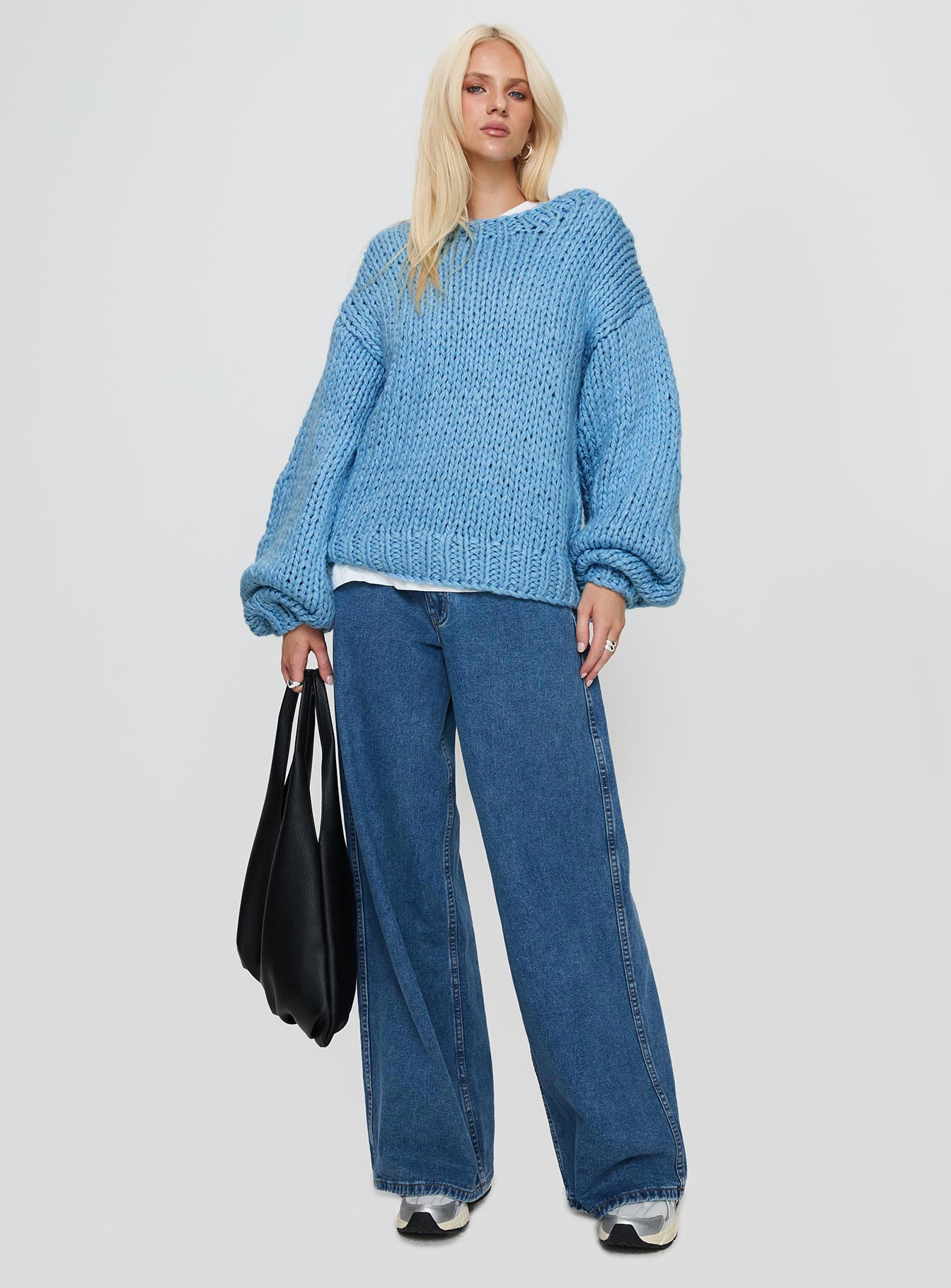 Arrowtown Hand Knit Sweater Blue Cheap Affordable