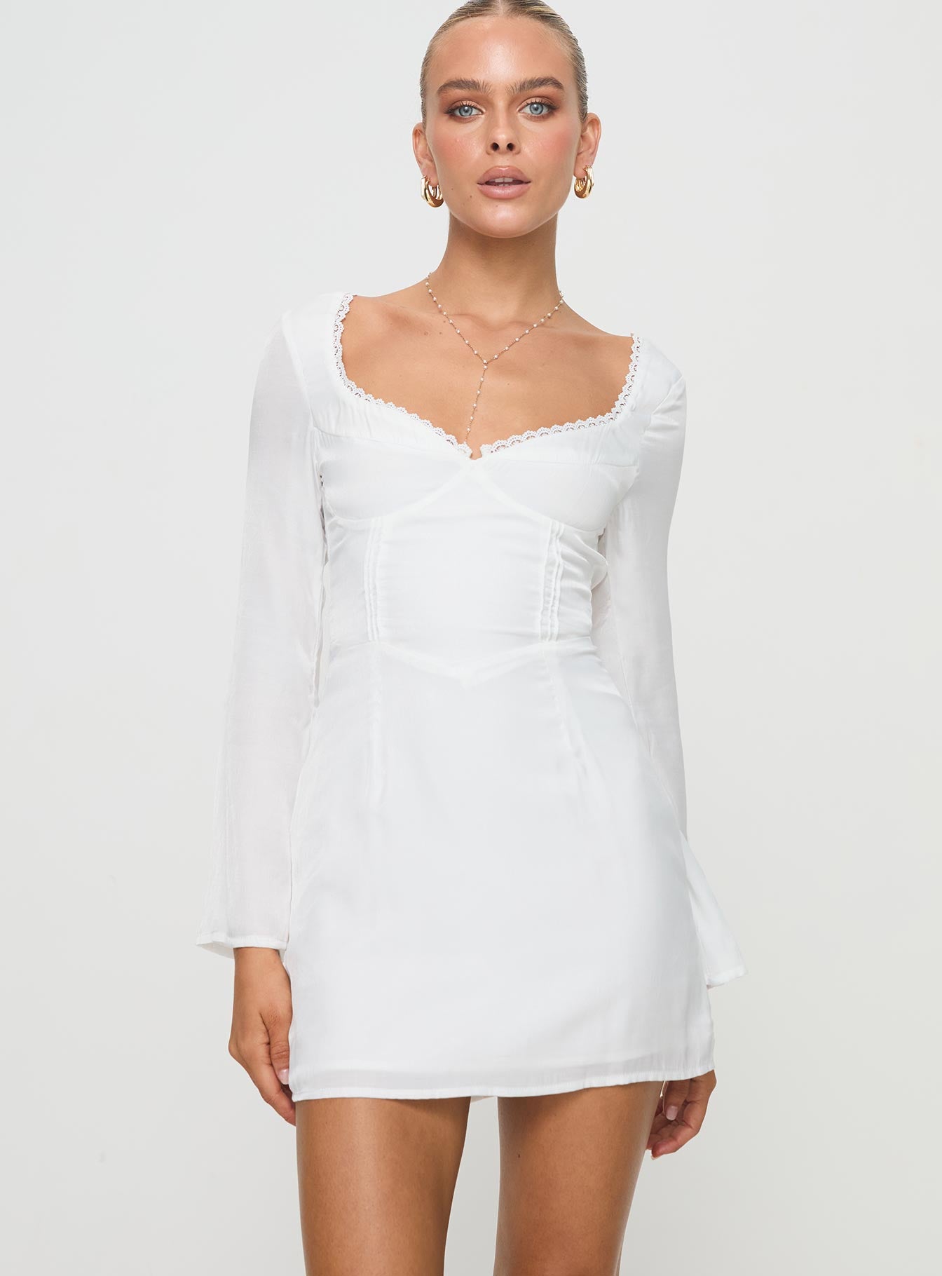 Lyna Long Sleeve Mini Dress White Outlet Store Cheap Online