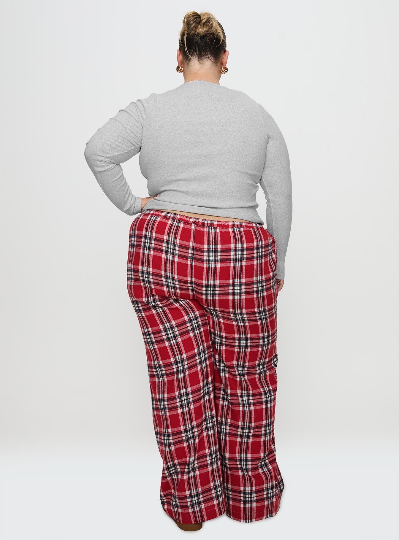 In The Morning Sleep Pant Red Check Curve Outlet 2025 Unisex