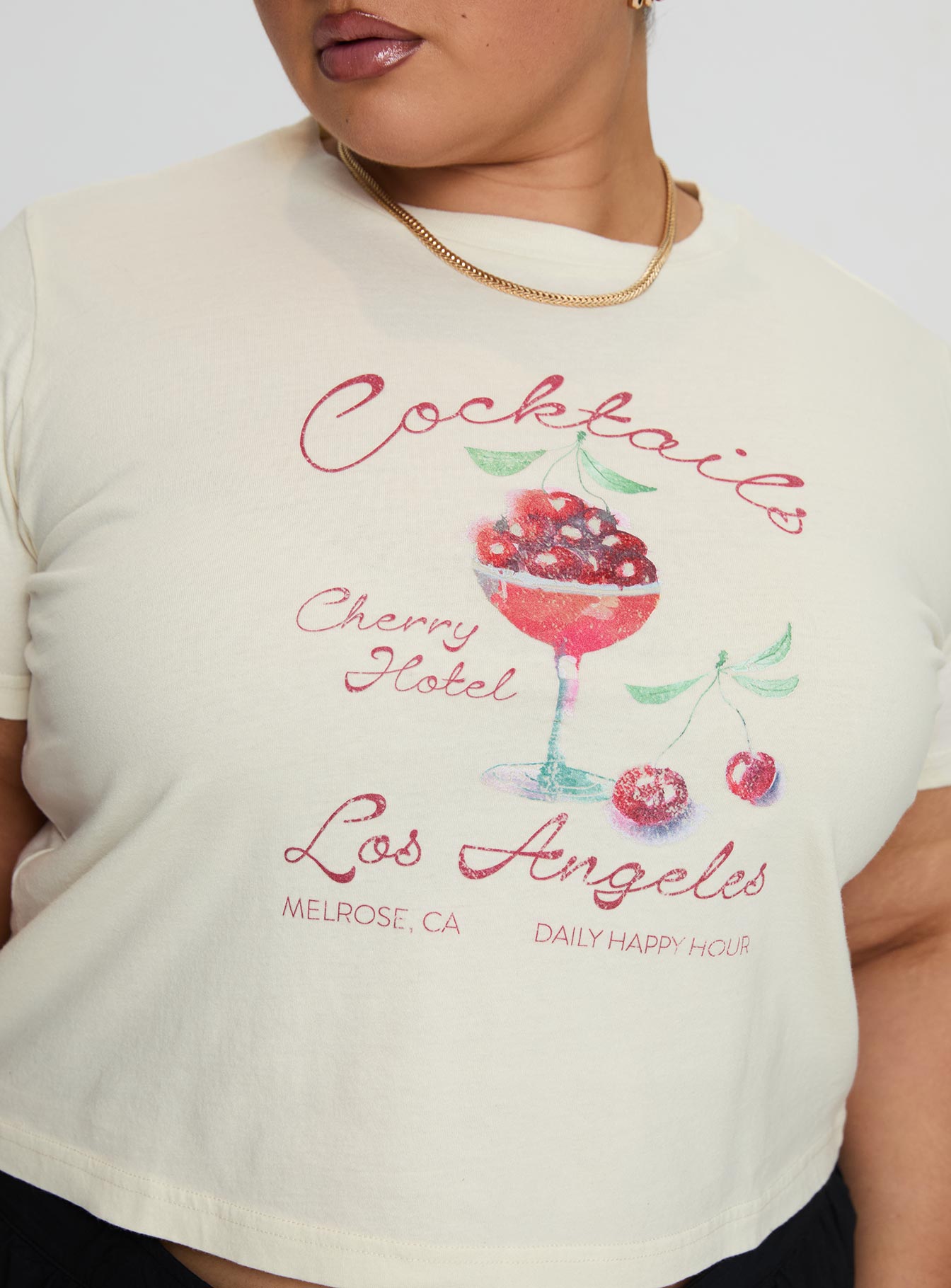 Cherry Cocktails Tee Cream Curve Low Cost