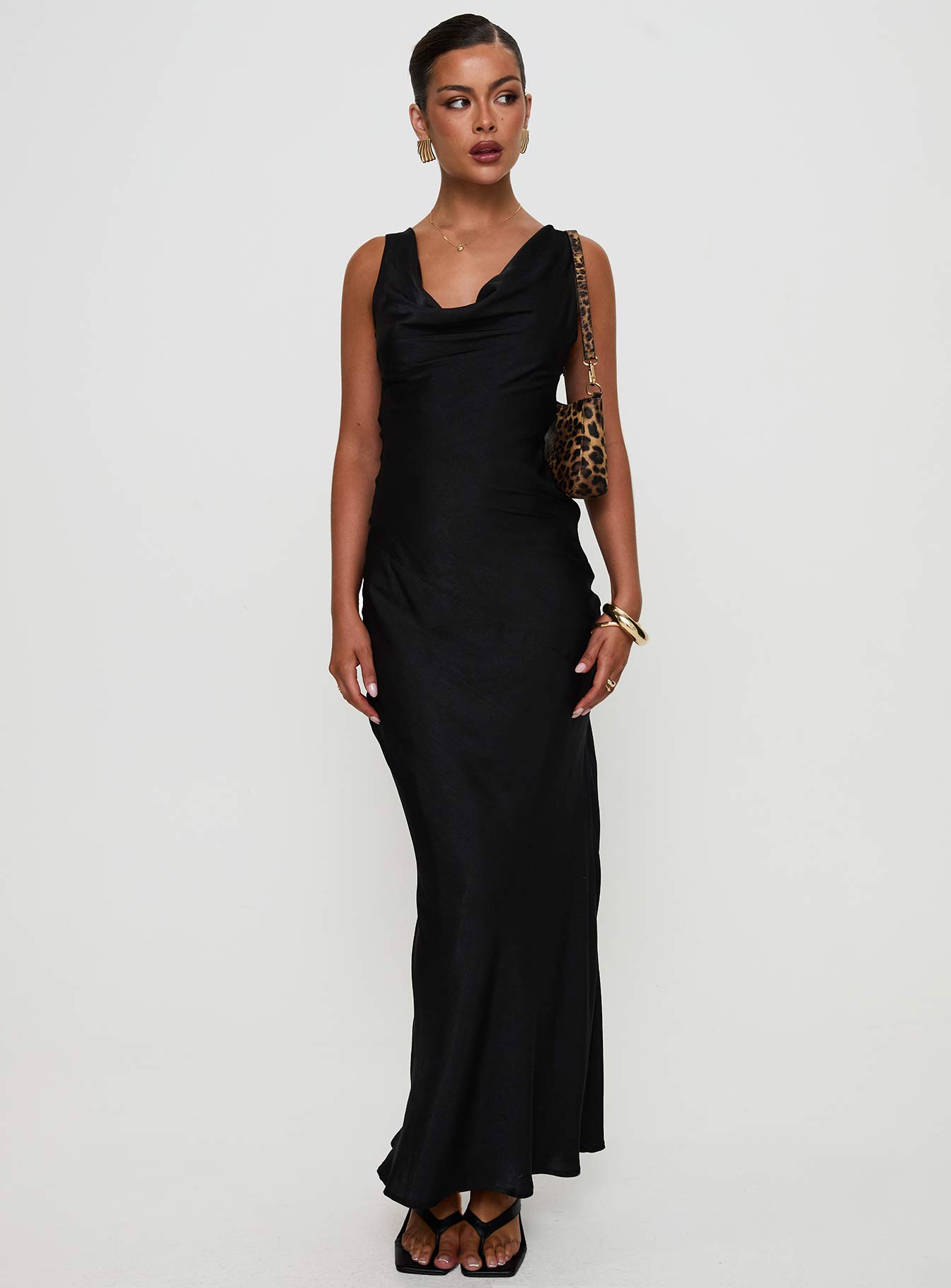 Make Memories Cowl Neck Maxi Dress Black Cheap Sale With Credit Card