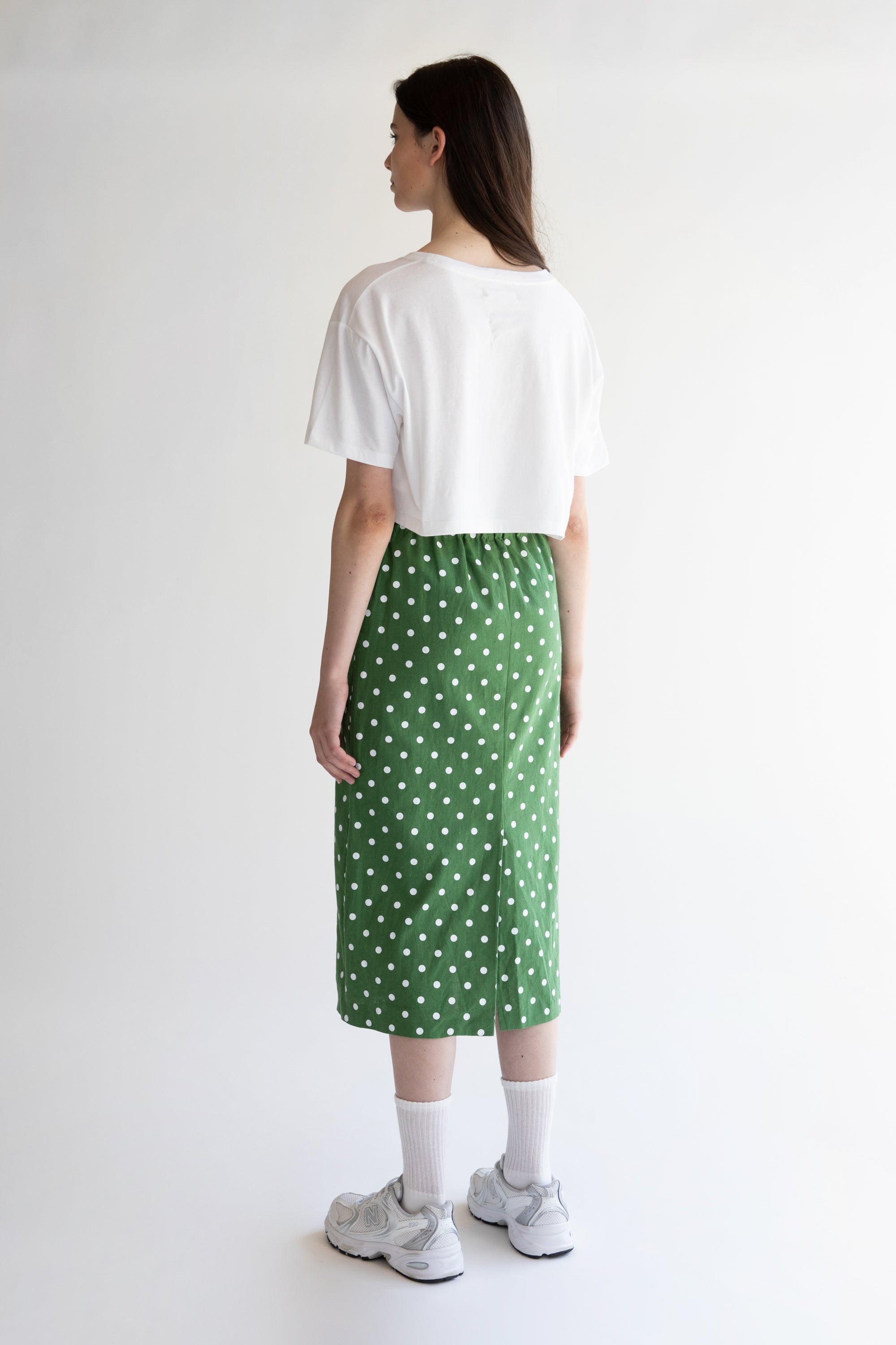 POLKA DOT COTTON LINEN SKIRT Huge Surprise Cheap Pice