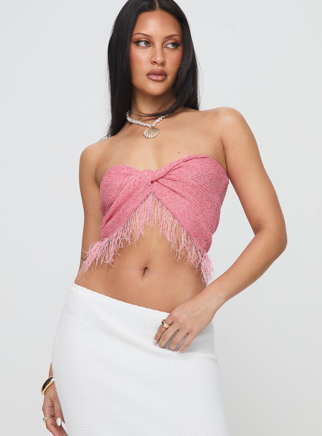 Kovac Reversible Fringe Tube Top Pink Cheap Sale Inexpensive