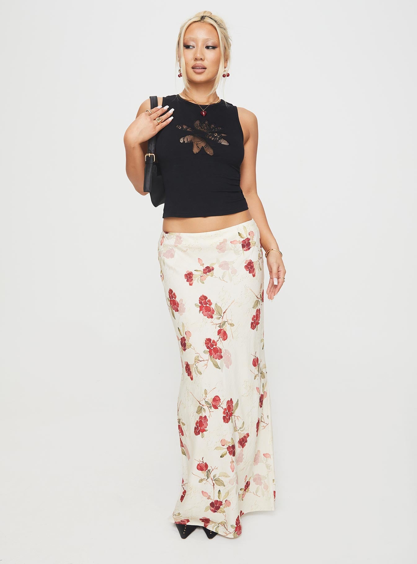 Jodie Maxi Skirt Cream / Floral Outlet For You