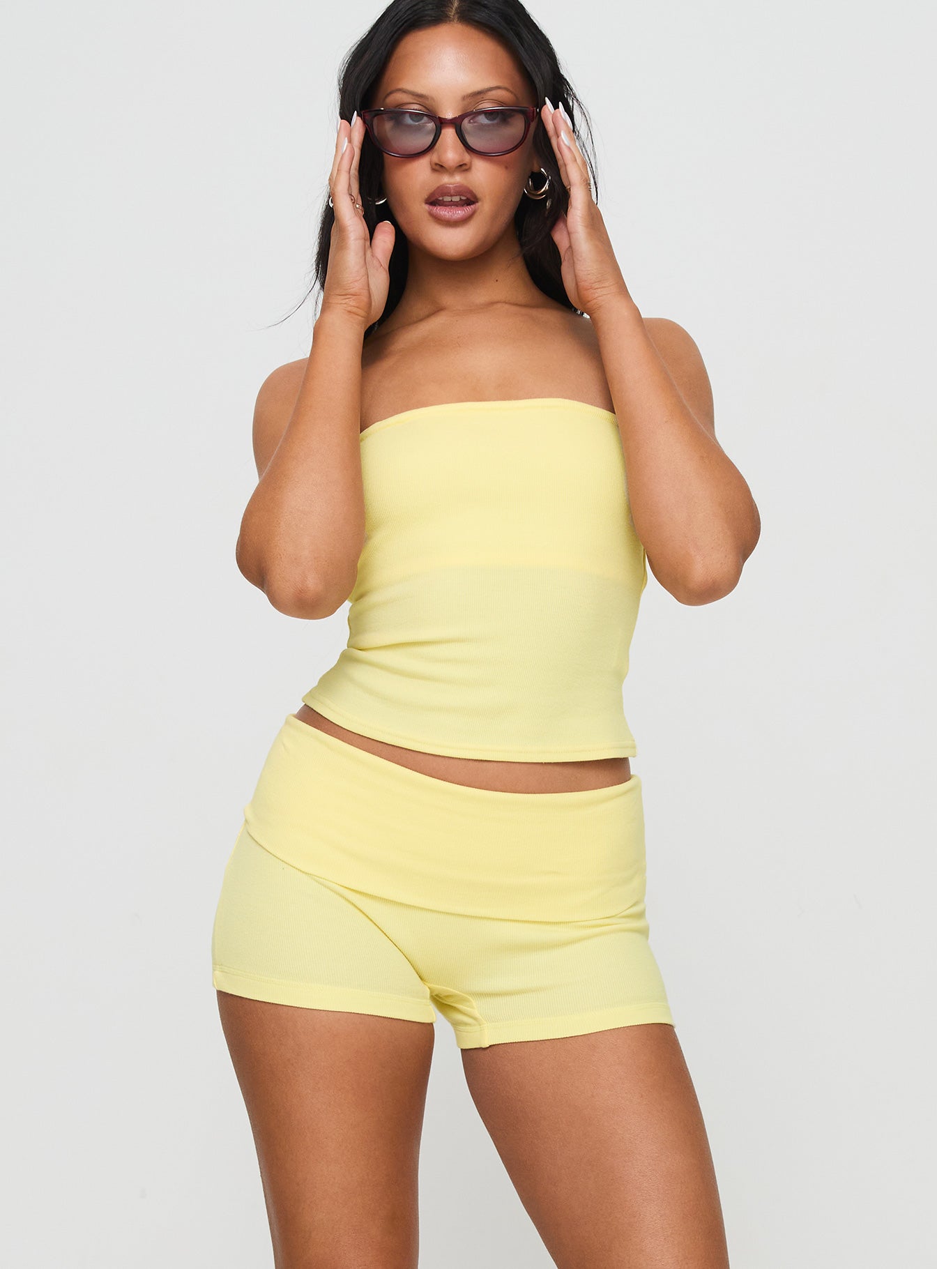 Baseline Low Rise Rib Shorts Yellow Clearance Clearance