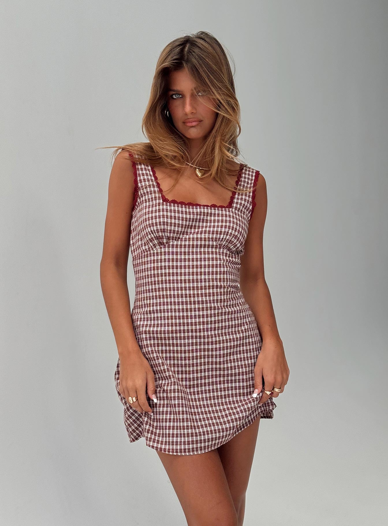 Dasha Mini Dress Red Check Visit New Online