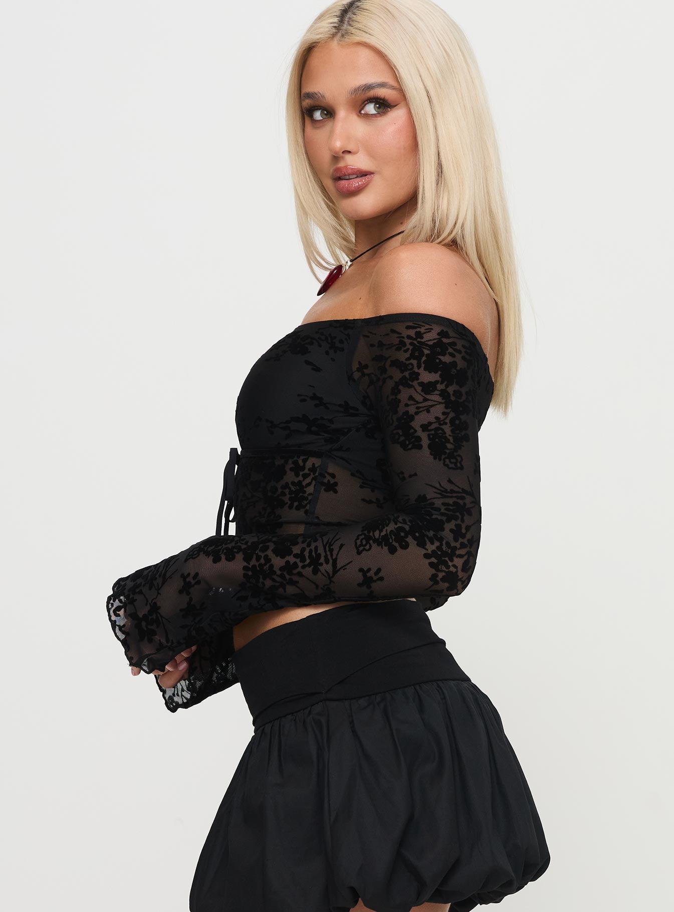 Dance For Me Off Shoulder Lace Top Black New Arrival Cheap Online