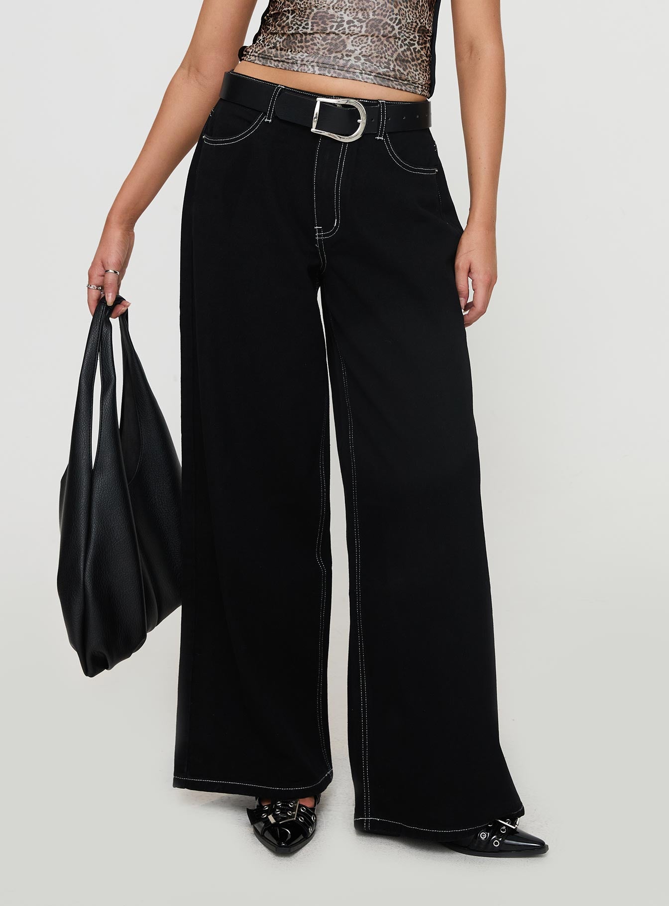 Naylor Wide Leg Jeans Mid Black Cheap Online Online