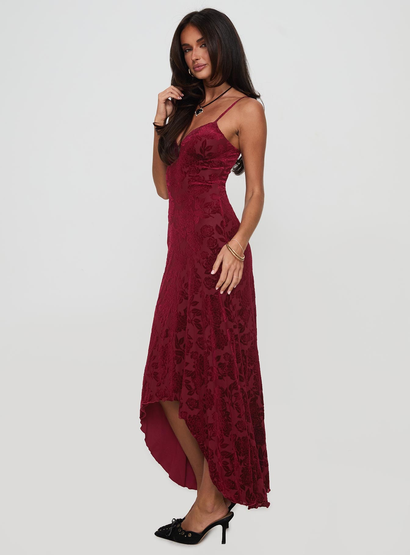 Rumours Slippy Burnout Maxi Dress Burgundy Looking For Cheap Pice