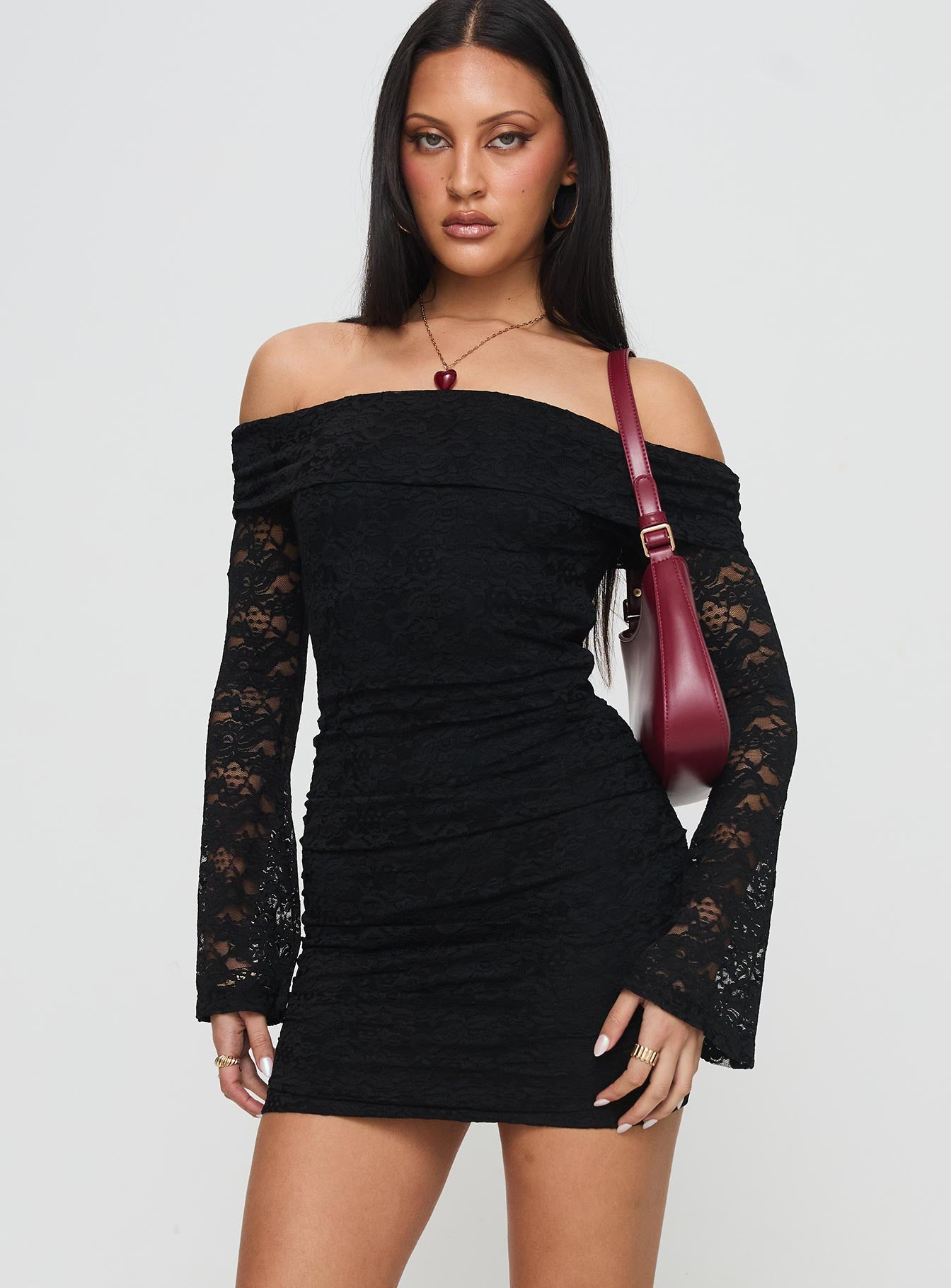 Fable Off The Shoulder Mini Dress Black Release Dates Sale Online