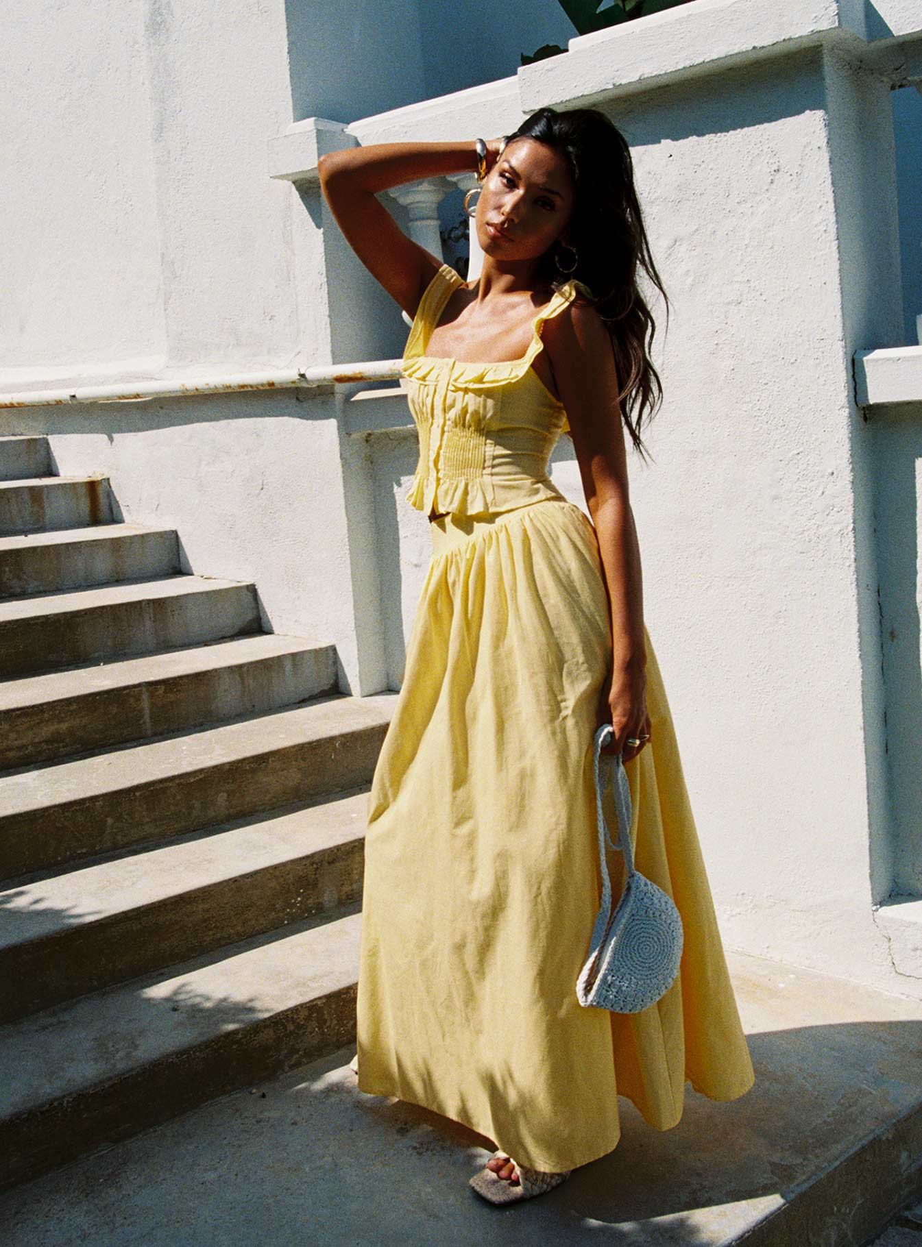 Valerio Maxi Skirt Yellow Clearance Pirce Sale