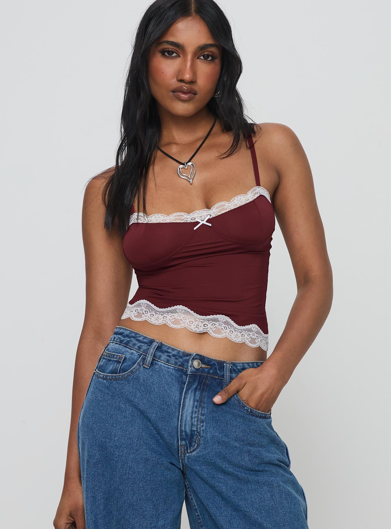 Top Model Cami Burgundy 2025 Cheap Online