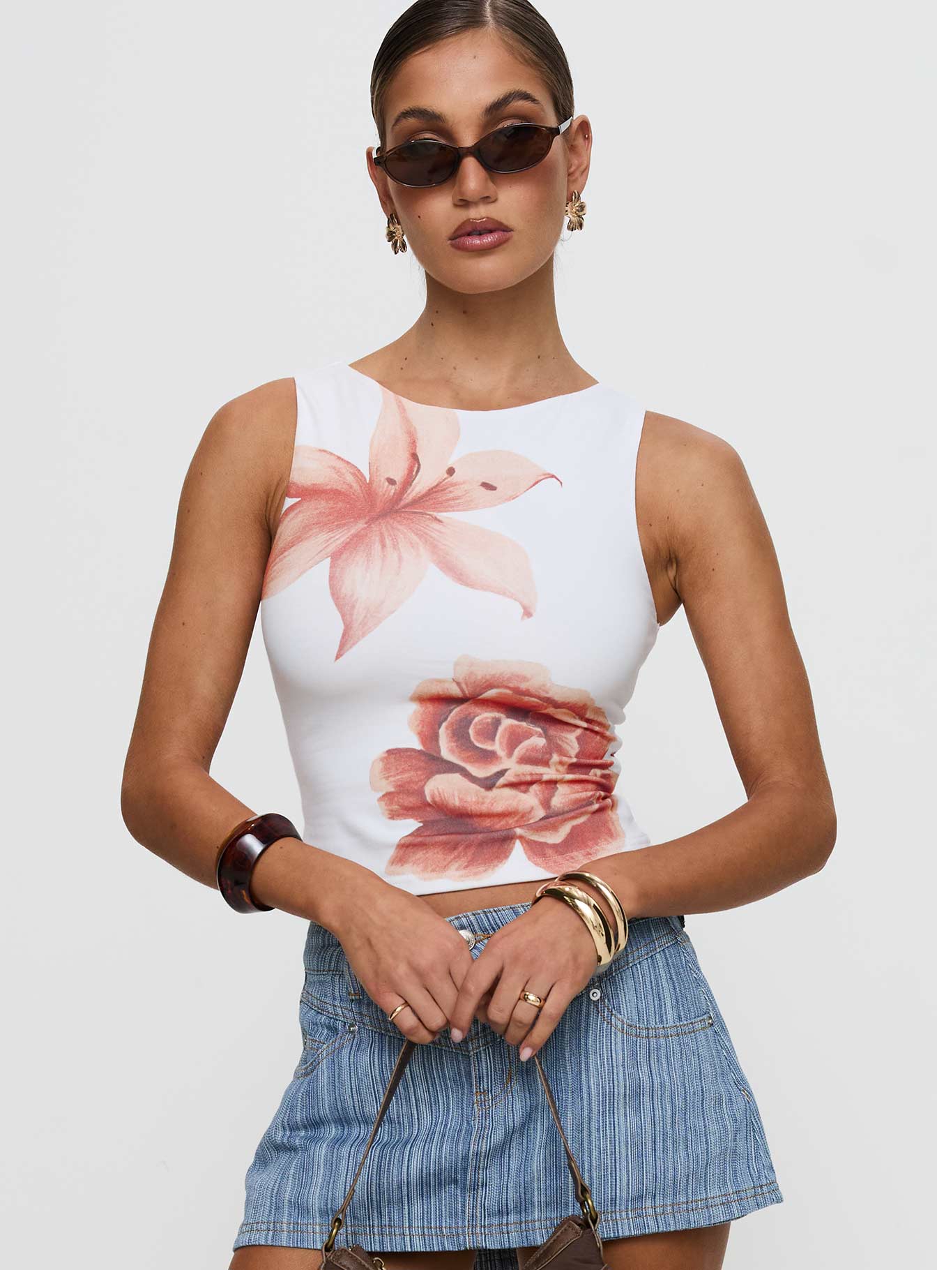 Pegasus Boat Neck Top White Floral Looking For Online