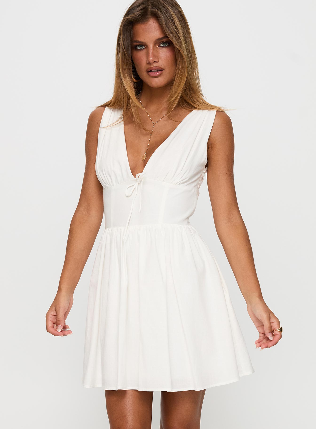 Mattison Plunge Mini Dress White Outlet Store For Sale