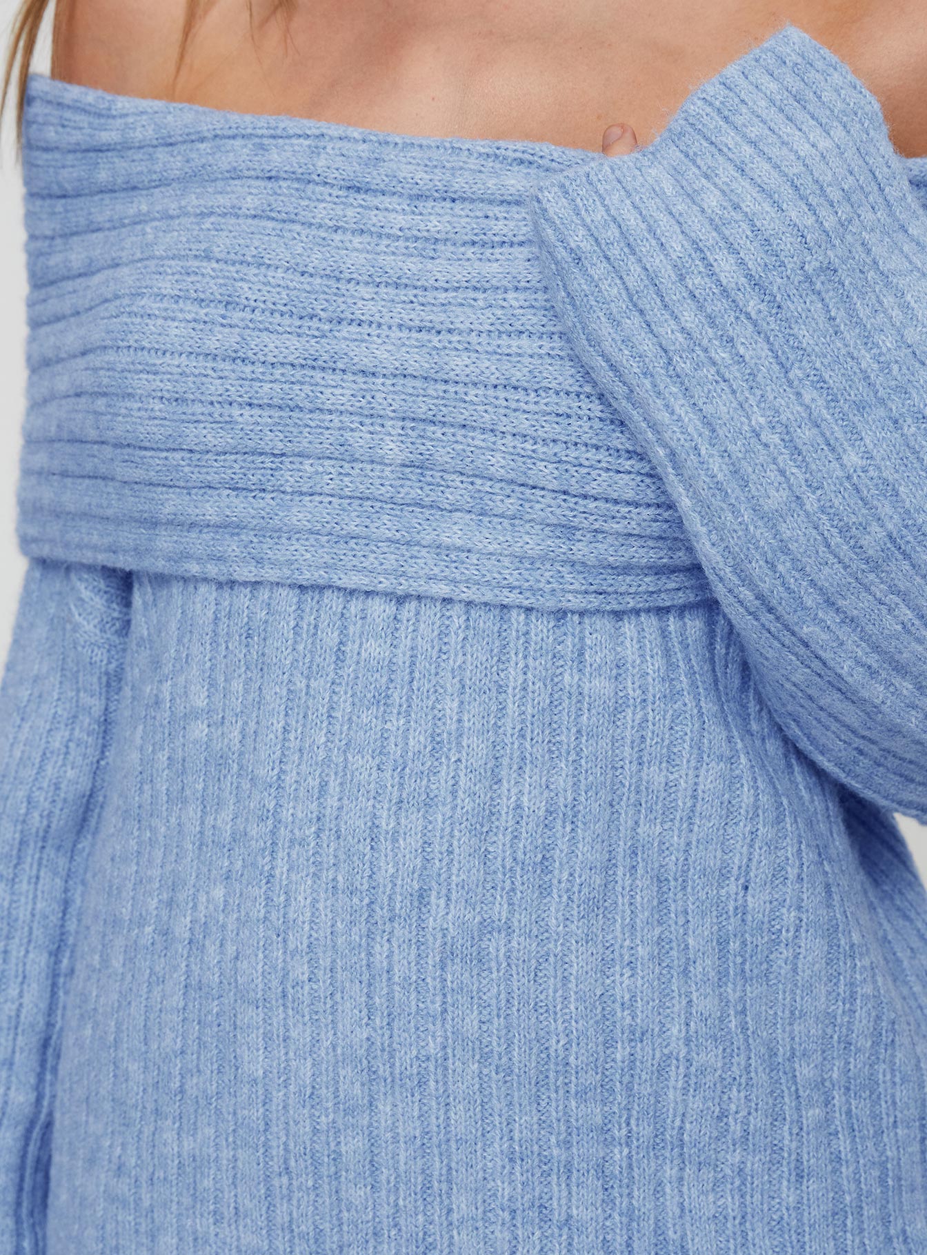 Snowie Off Shoulder Knit Sweater Blue Genuine For Sale