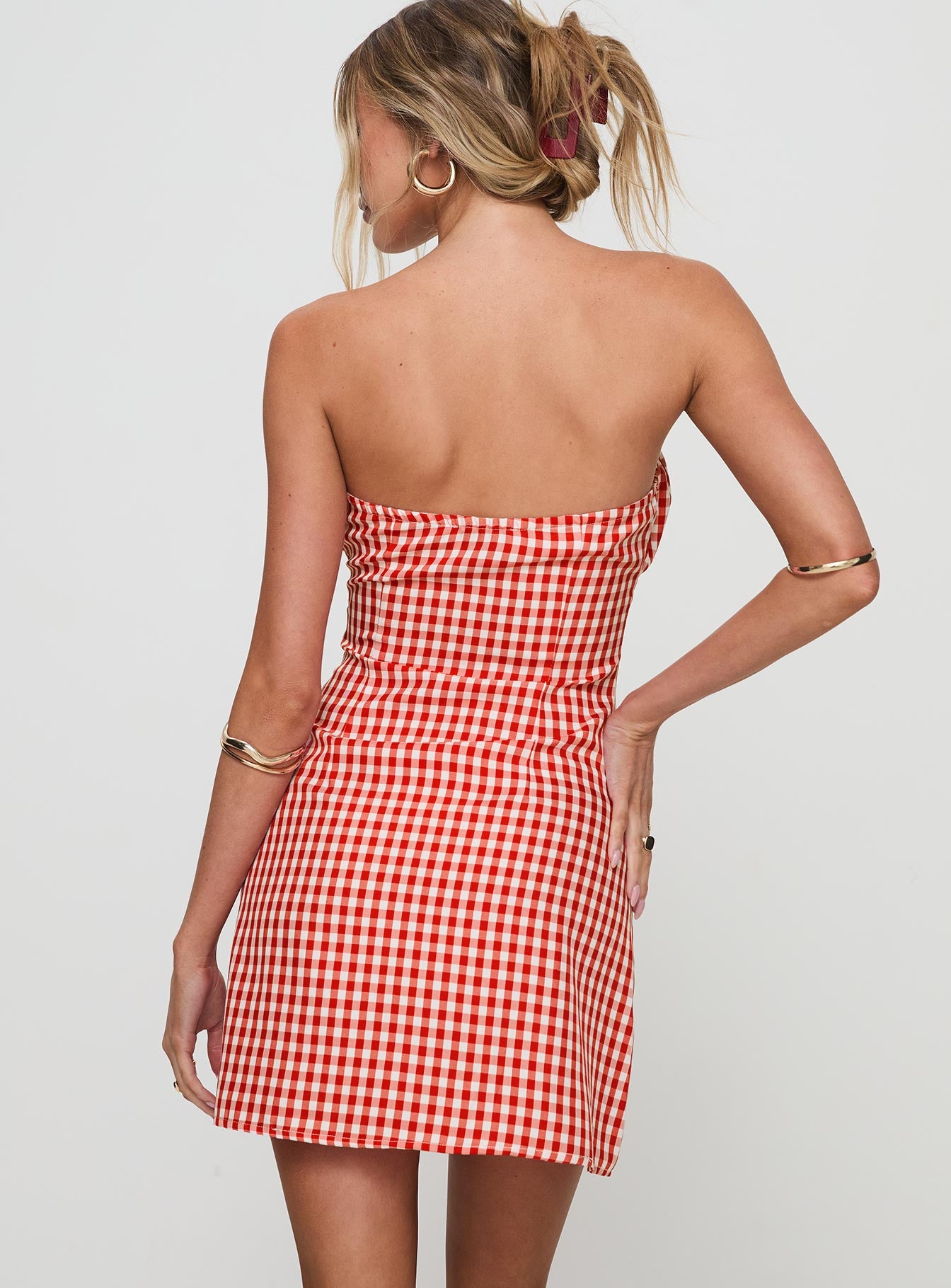 Double Date Mini Dress Red Gingham Cheap Get To Buy