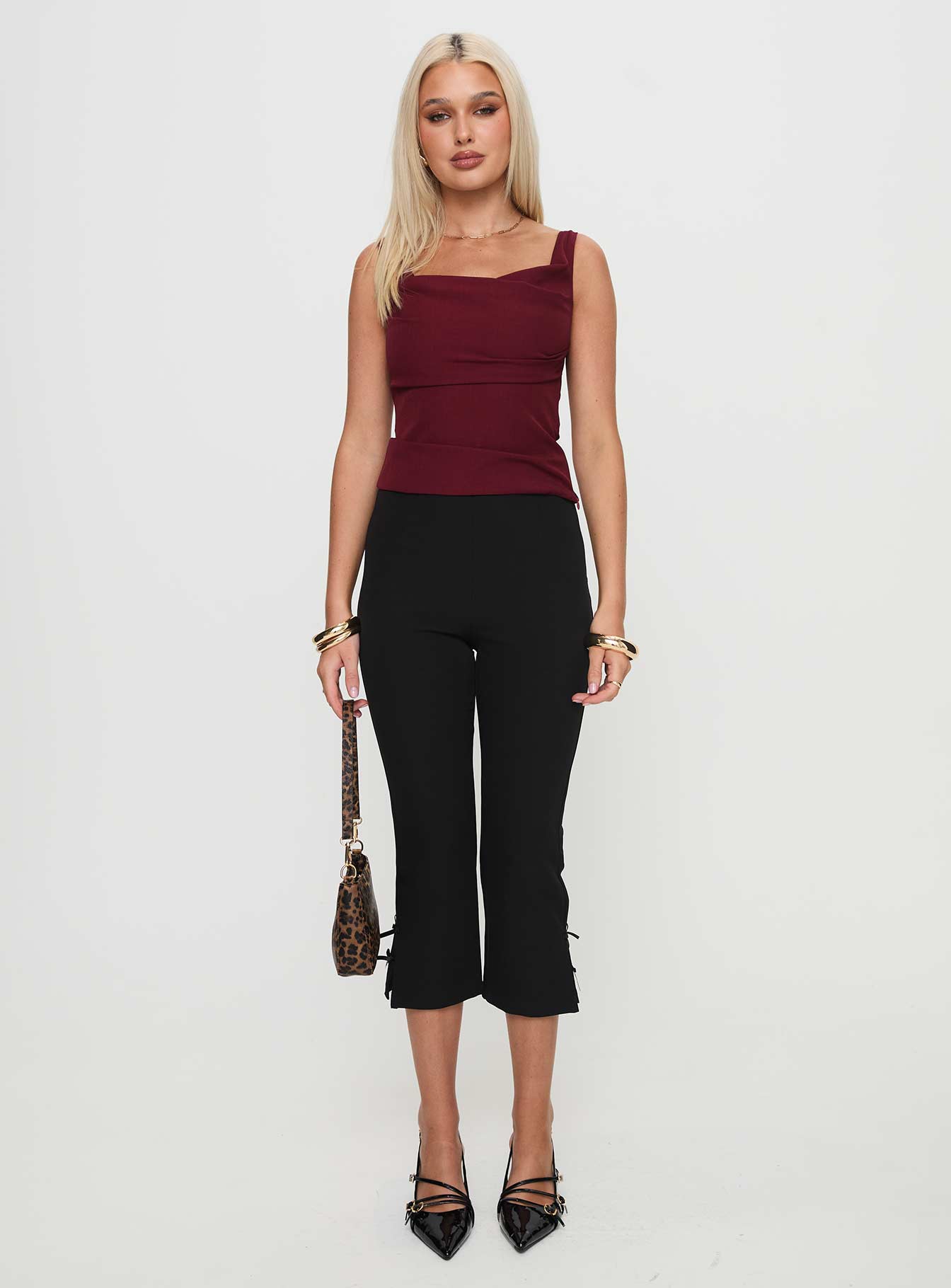 Lallina Top Burgundy Low Pice Sale Online