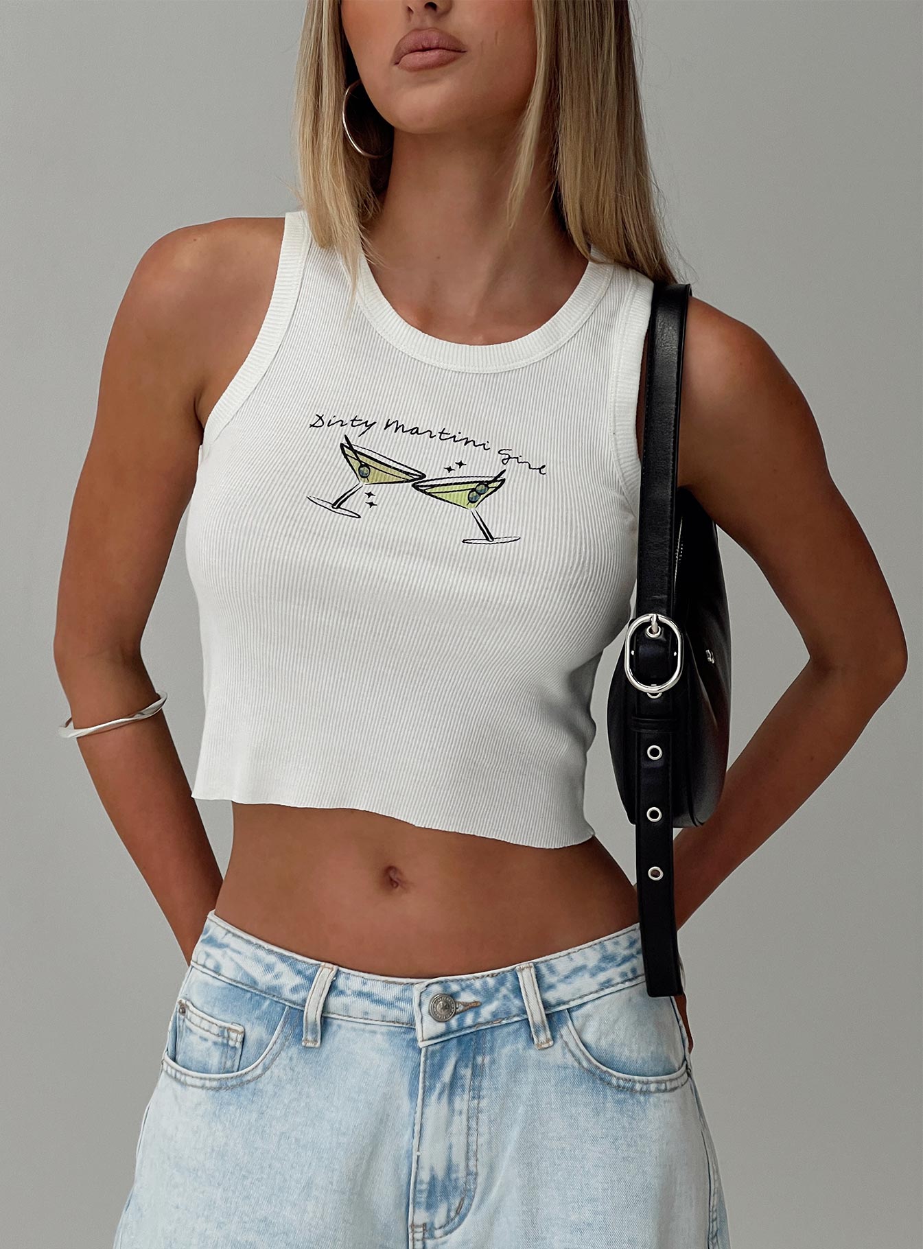 Dirty Martini Girl Tank White Sale Best Pices