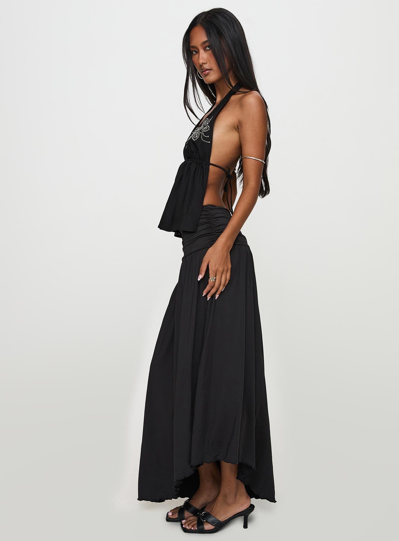 Gezabele Asymmetrical Maxi Skirt Black Cheap Low Shipping