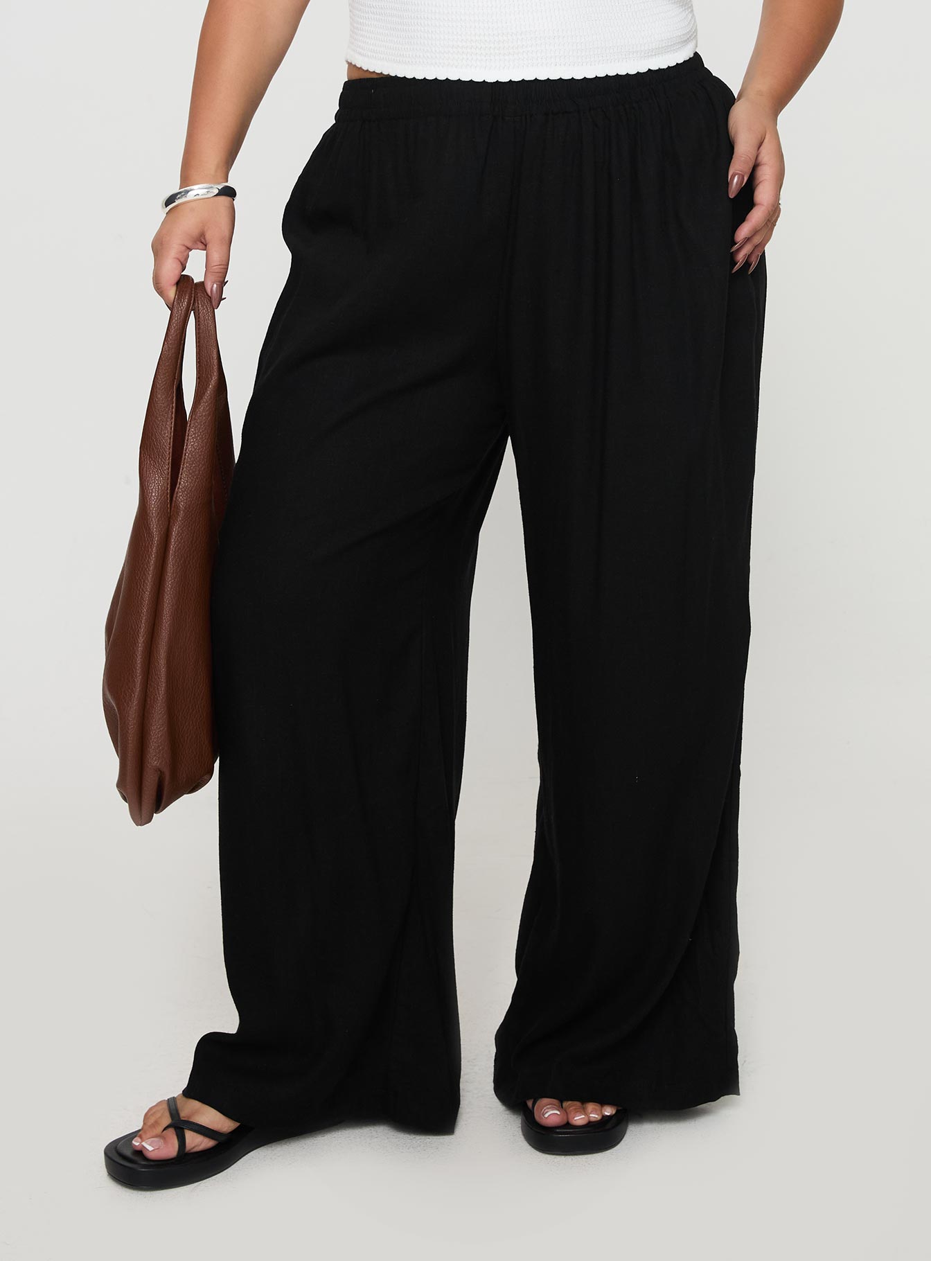 Louis Linen Blend Pants Black Curve Choice Online