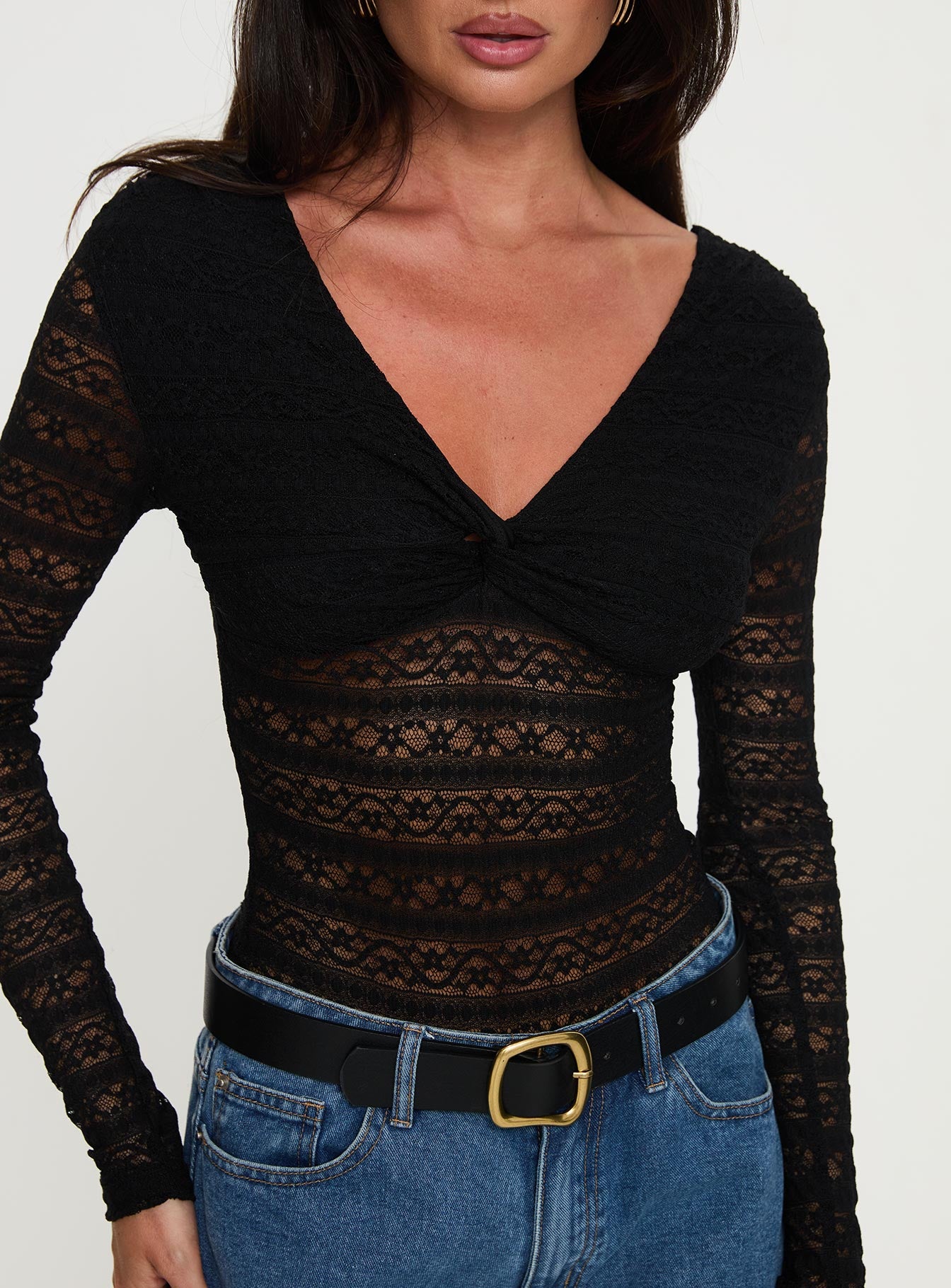 Secret Of Us Off Shoulder Lace Bodysuit Black Discount Sale Online