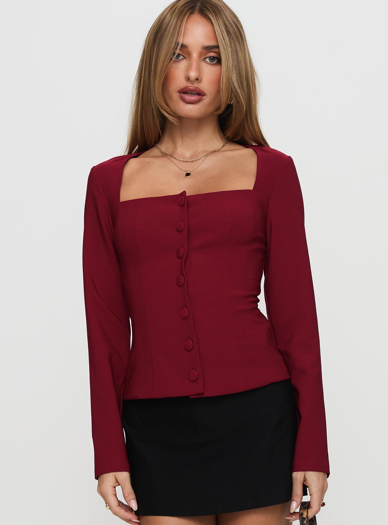 Gaskin Long Sleeve Top Burgundy Sale Best