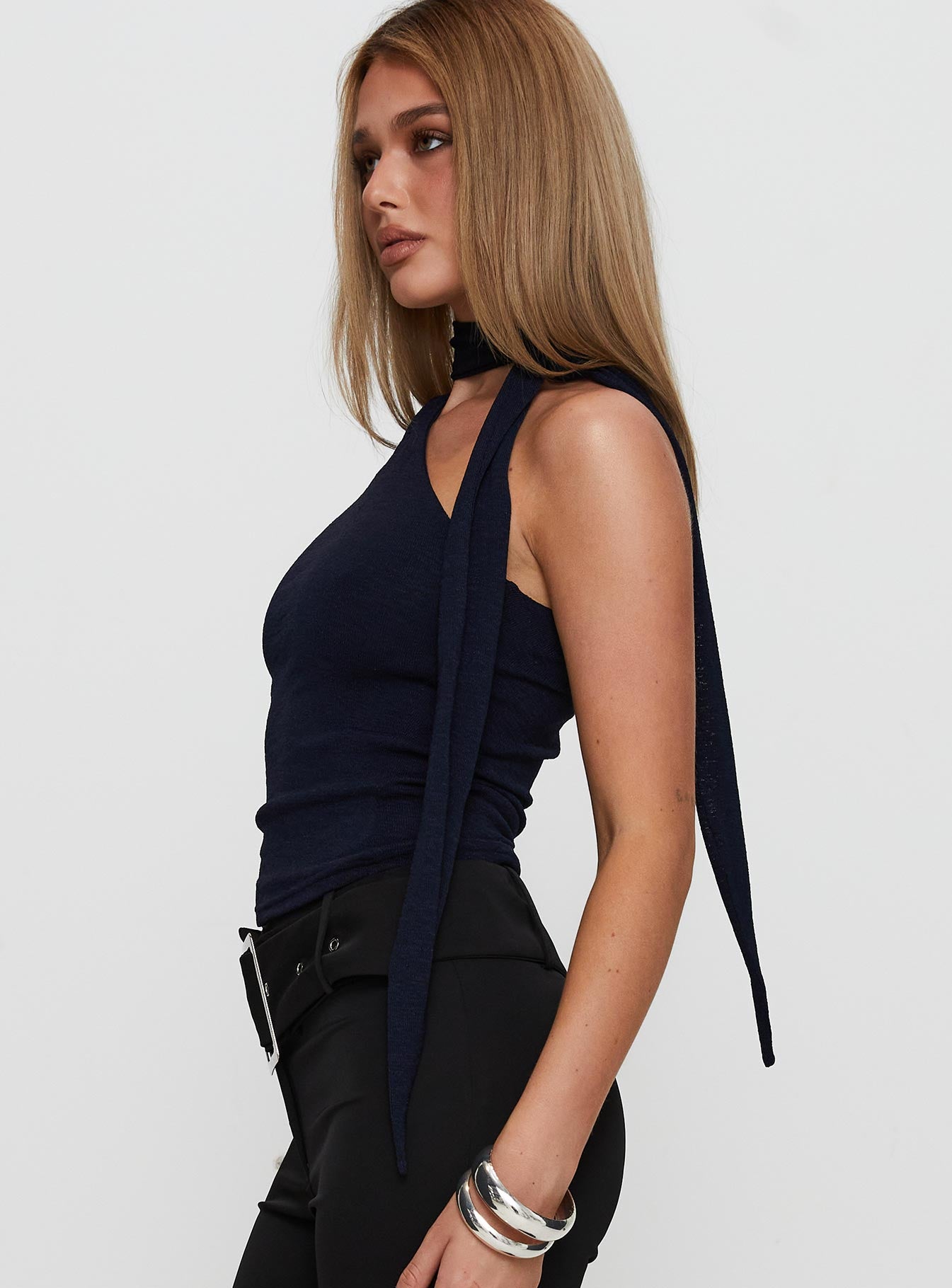 Anderstone Neck Tie Top Navy Sale Get To Buy